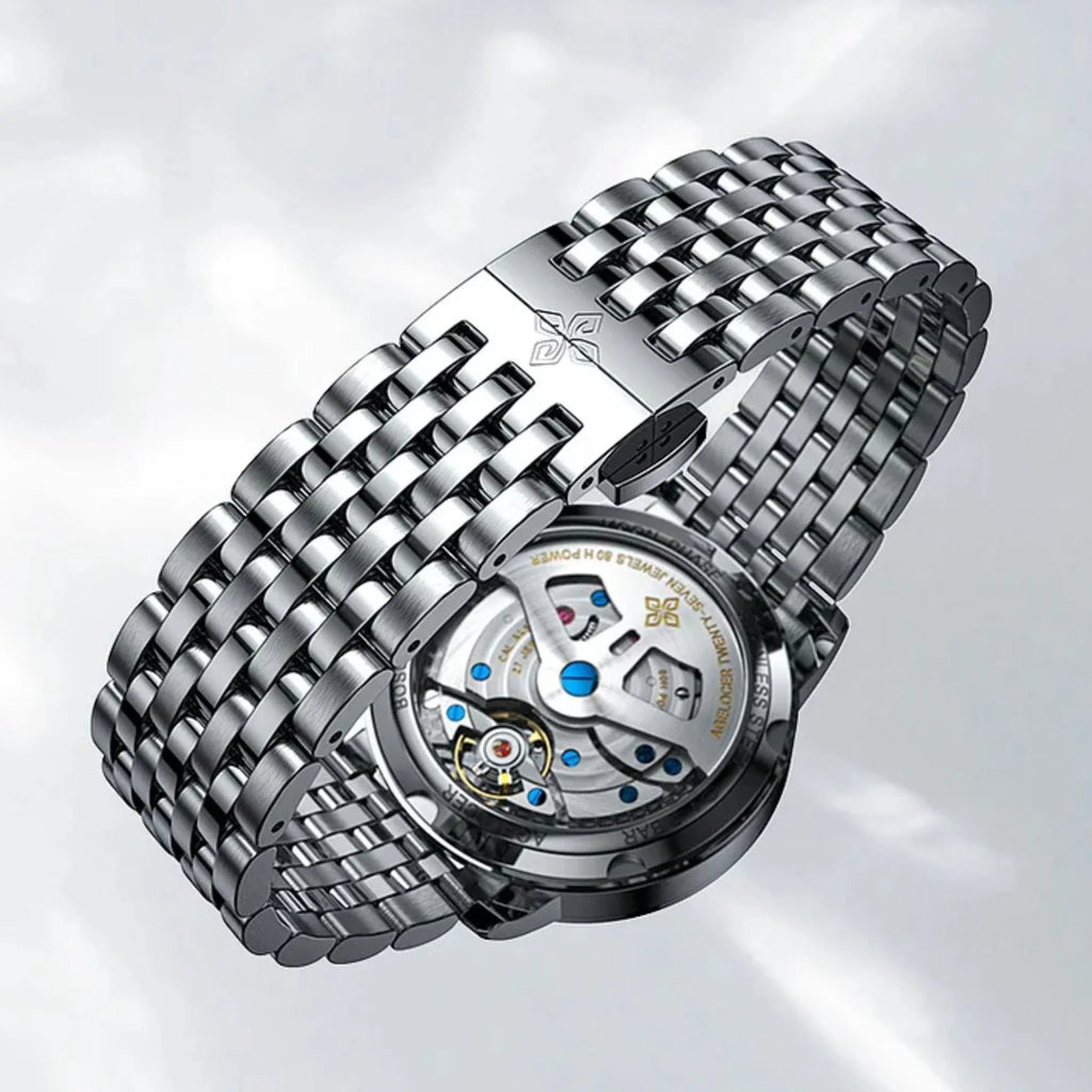 Agelocer Astronomer Original Men's Automatic Mechanical Silver Glaxy Moonphase Watch Steel Belt - DREAM WATCHES