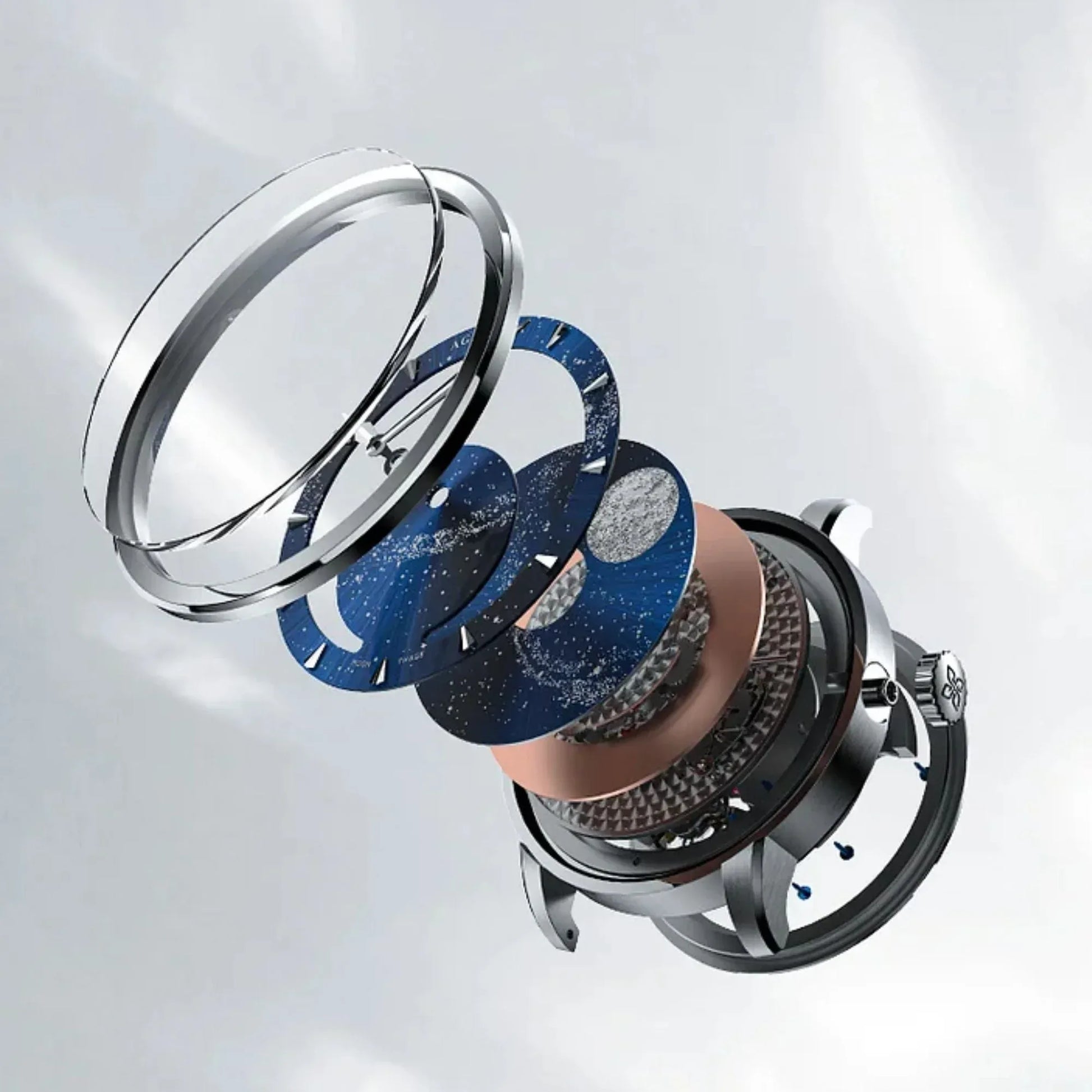 Agelocer Astronomer Original Men's Automatic Mechanical Silver Glaxy Moonphase Watch Steel Belt - DREAM WATCHES