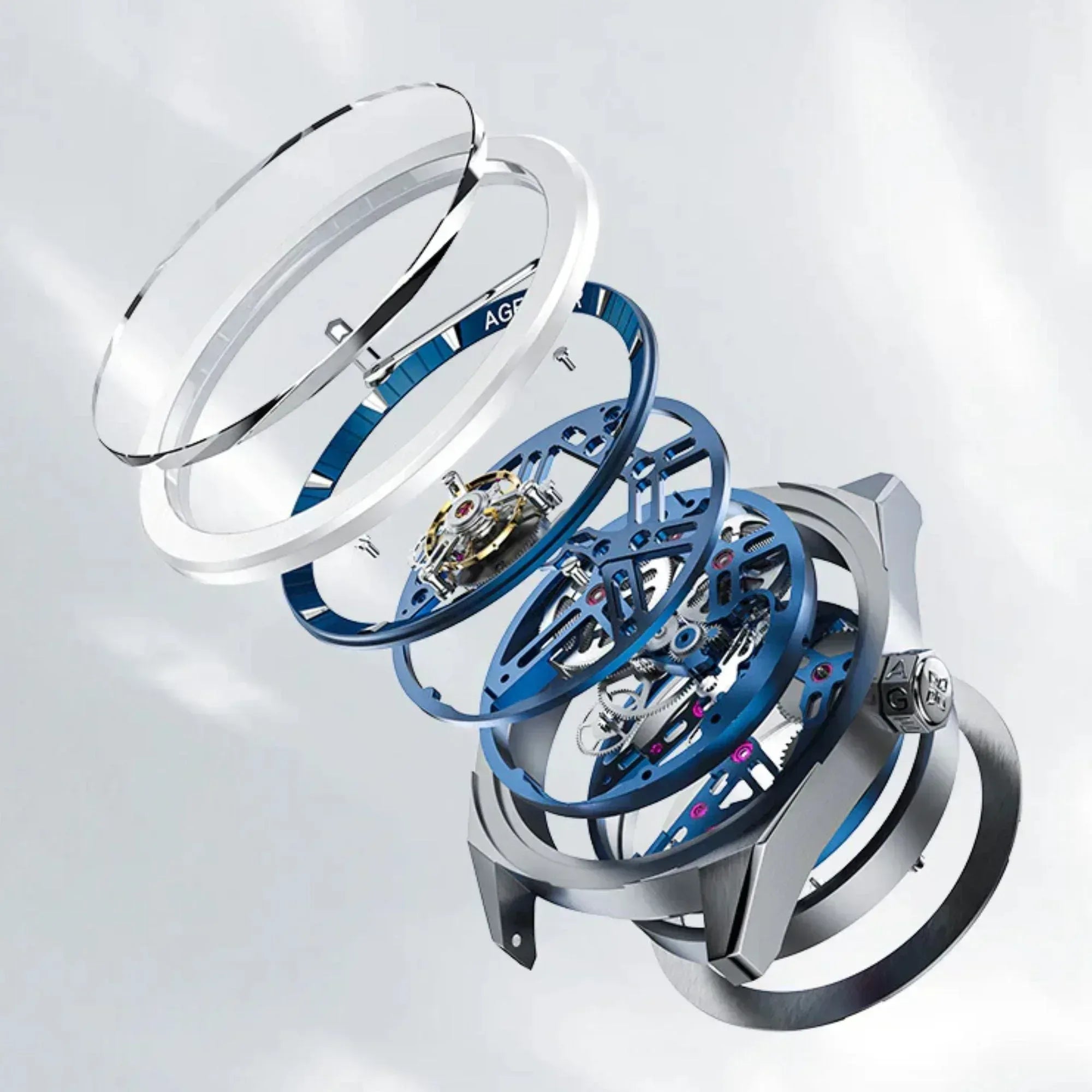 AGELOCER Original Tourbillon Skeleton Manual Mechanical Men Watch Fluororubber Strap -Ceramics Bezel Edition - DREAM WATCHES