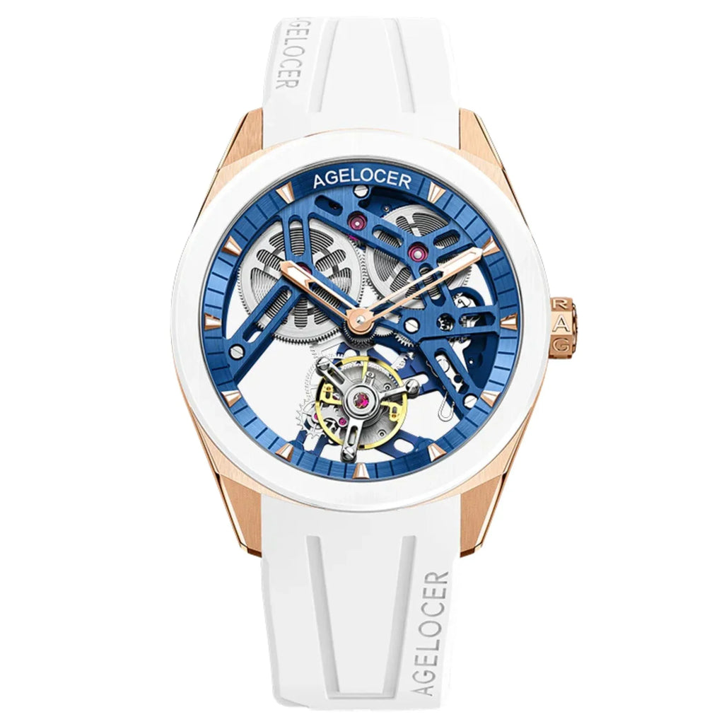 AGELOCER Original Tourbillon Skeleton Manual Mechanical Men Watch Fluororubber Strap -Ceramics Bezel Edition - DREAM WATCHES