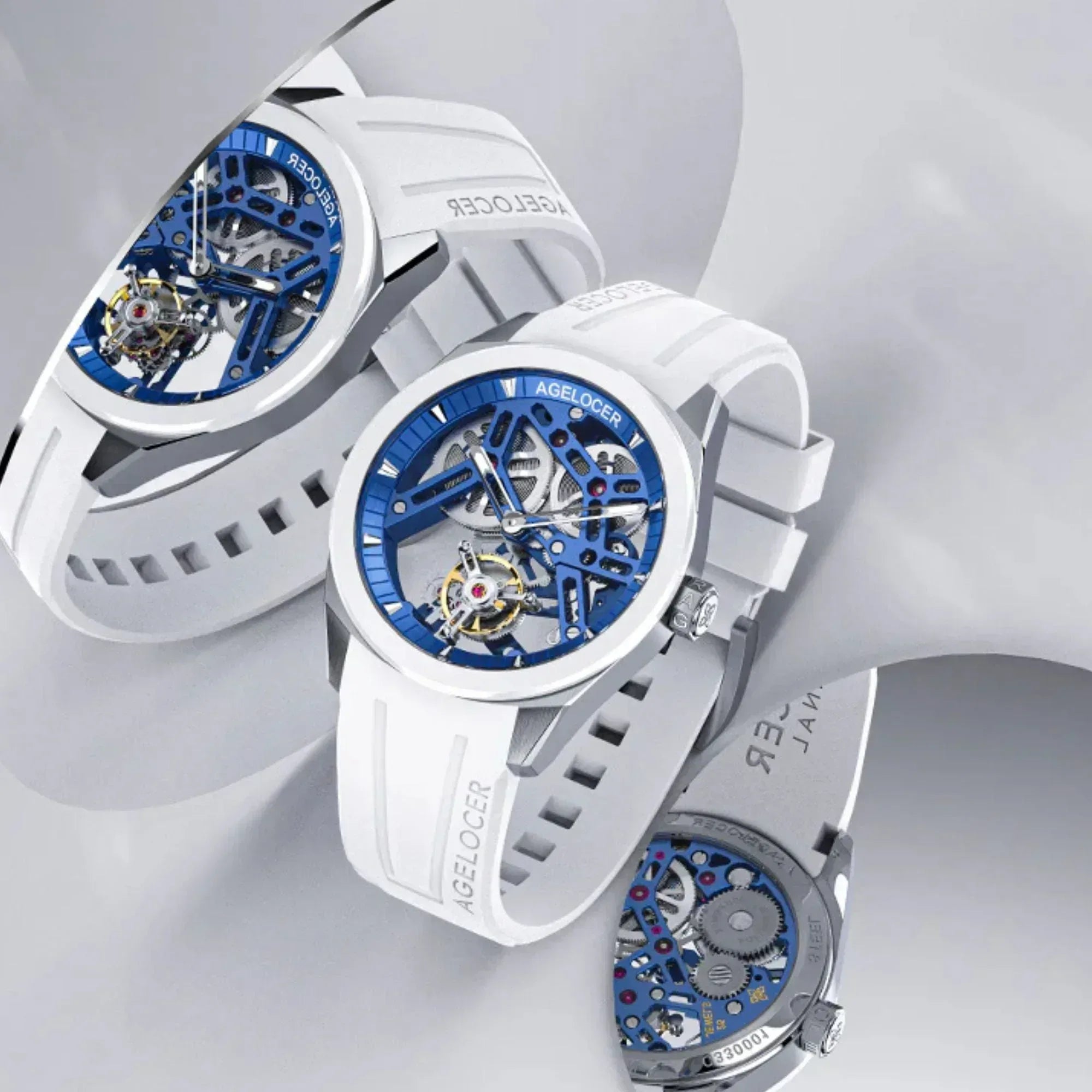 AGELOCER Original Tourbillon Skeleton Manual Mechanical Men Watch Fluororubber Strap -Ceramics Bezel Edition - DREAM WATCHES