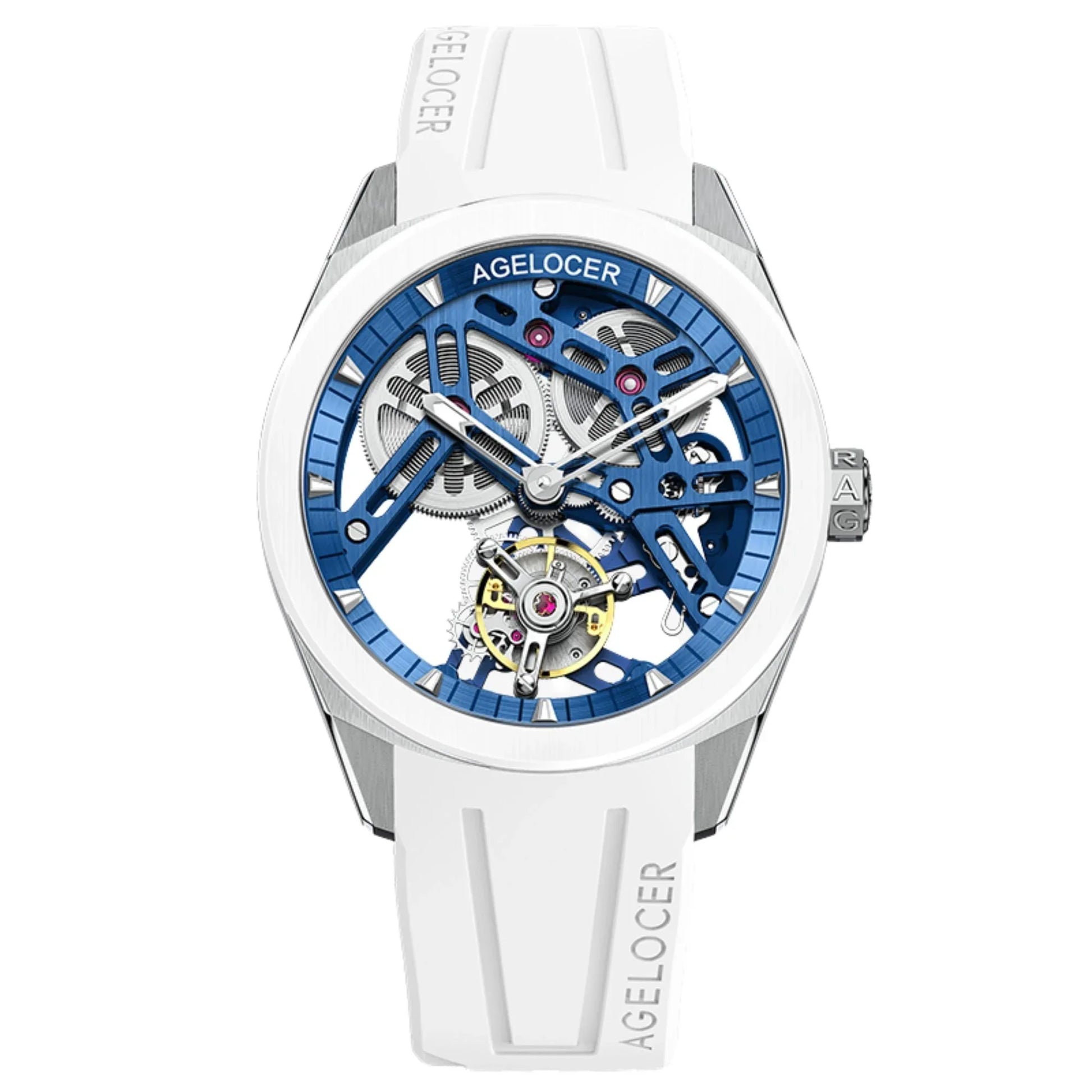 AGELOCER Original Tourbillon Skeleton Manual Mechanical Men Watch Fluororubber Strap -Ceramics Bezel Edition - DREAM WATCHES