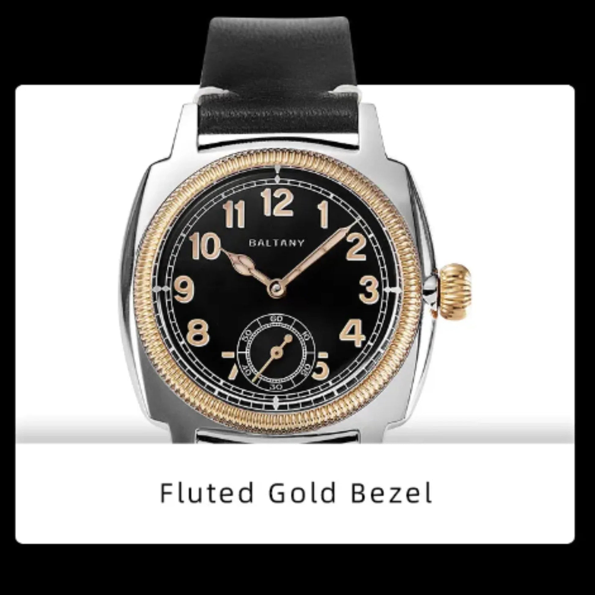 Baltany 1926 Wristatch S4036F Unisex ST1701 Move Gold Case Luminous Sapphire Crystal - Black Dial - DREAM WATCHES