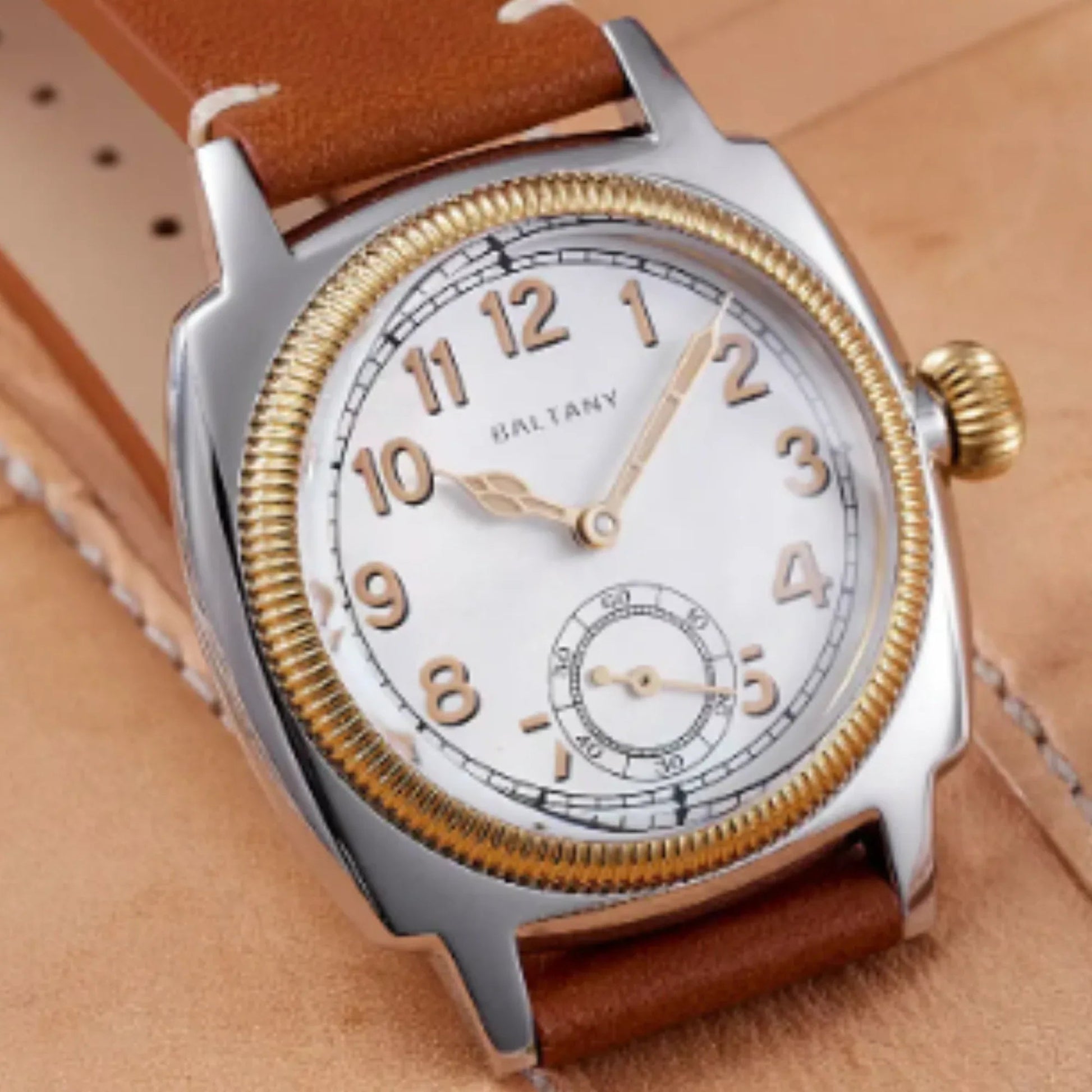 Baltany 1926 Wristatch S4036F Unisex ST1701 Move Gold Case Luminous Sapphire Crystal - White Dial - DREAM WATCHES