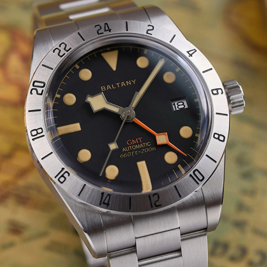 Baltany Affordable Retro NH34 GMT Automatic Watch S6073AB - DREAM WATCHES