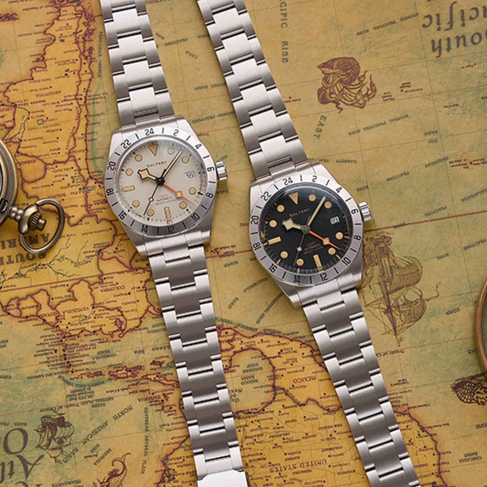 Baltany Affordable Retro NH34 GMT Automatic Watch S6073AB - DREAM WATCHES