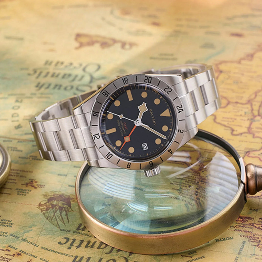 Baltany Affordable Retro NH34 GMT Automatic Watch S6073AB - DREAM WATCHES