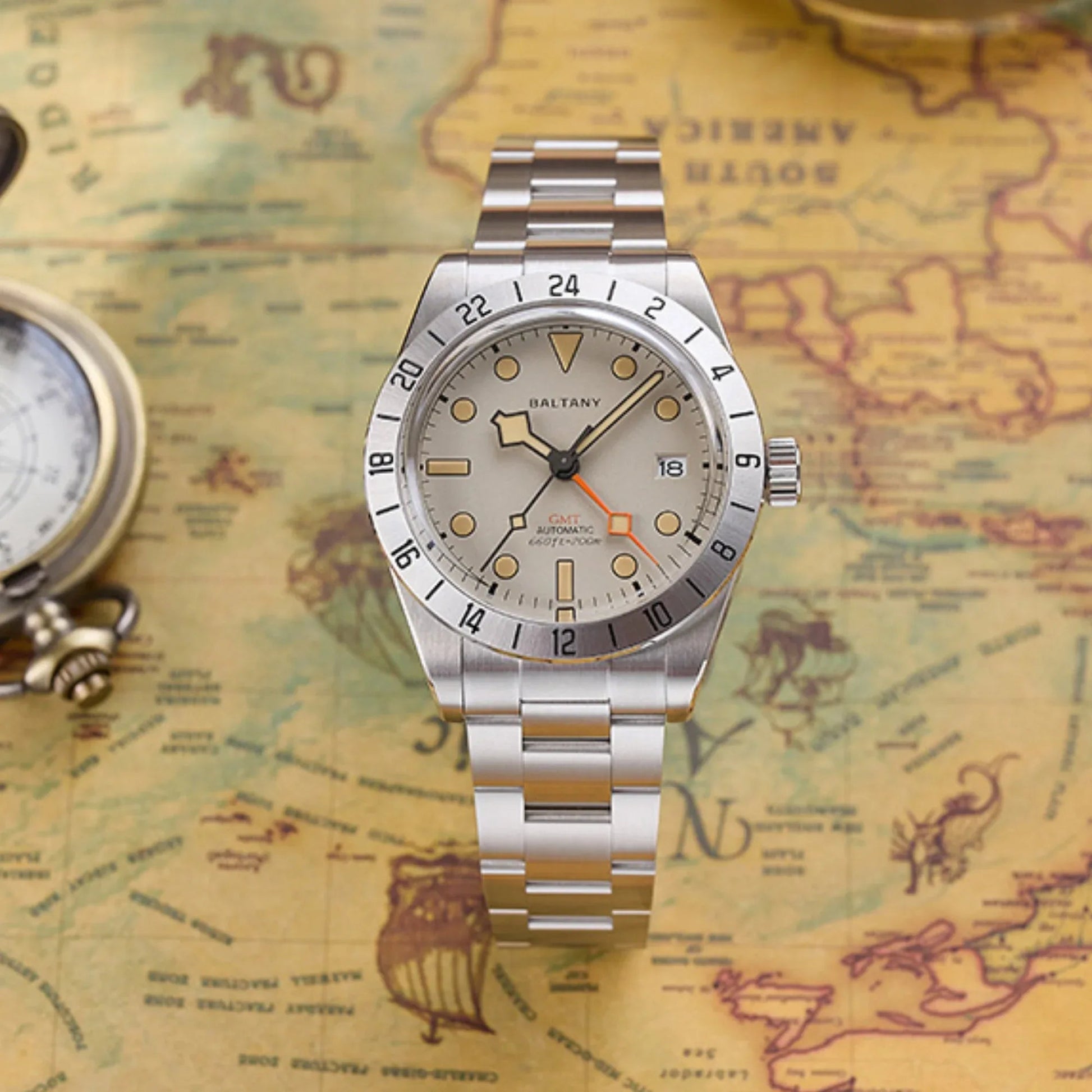 Baltany Affordable Retro NH34 GMT Automatic Watch S6073AB - DREAM WATCHES