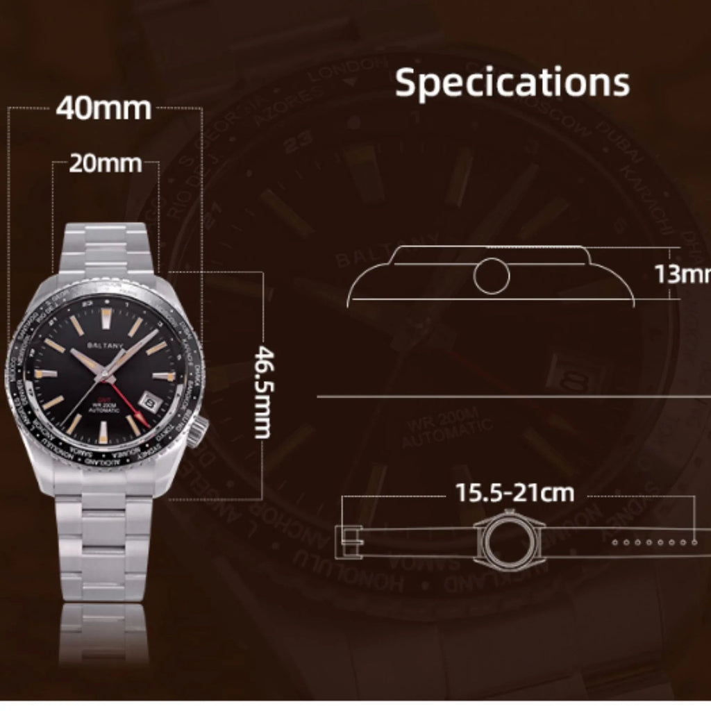 Baltany Design NH34 Auto GMT Sports Watch S6083 - DREAM WATCHES