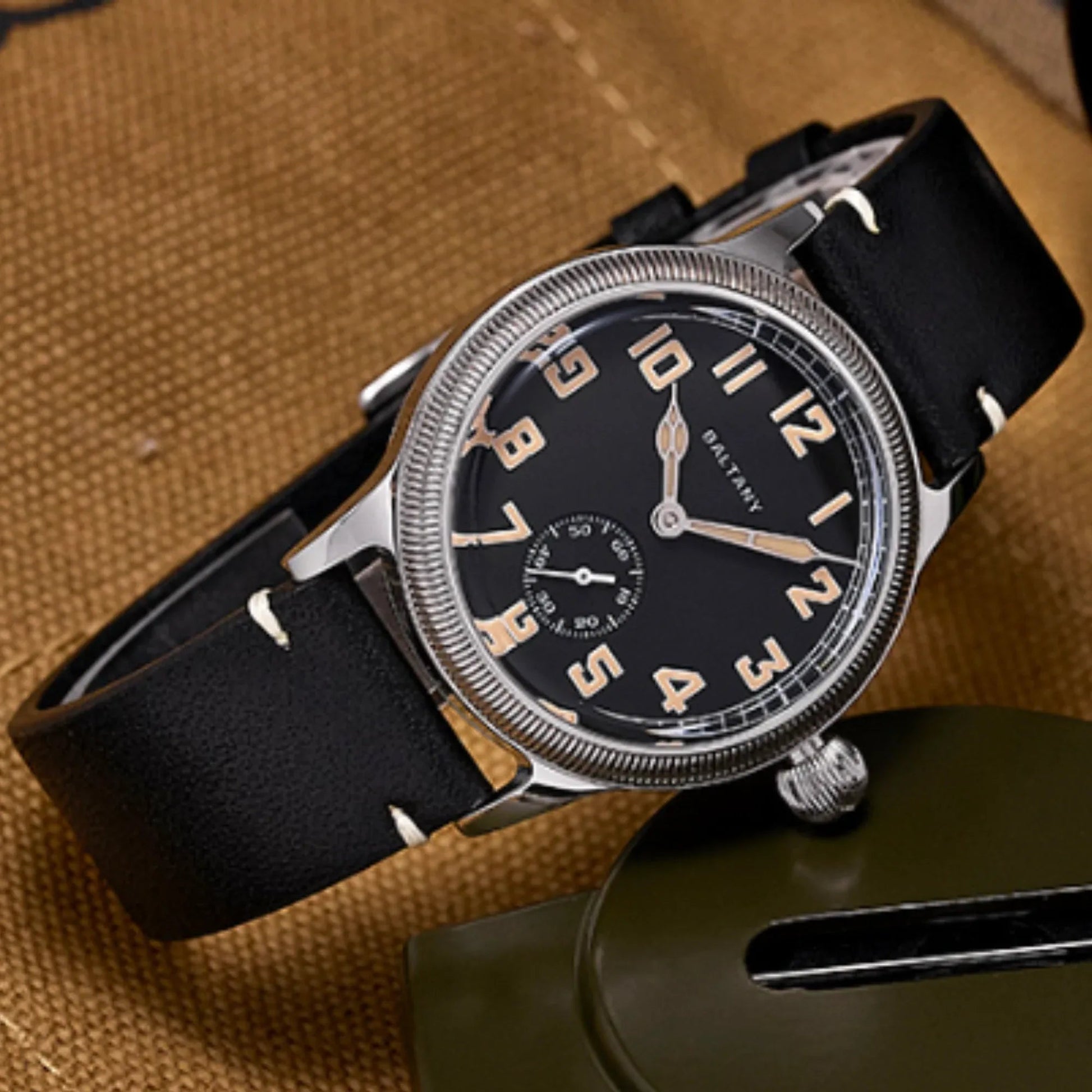 Baltany Retro Auto Military Style WW1 Trench Watch S2051 - Black Dial - DREAM WATCHES