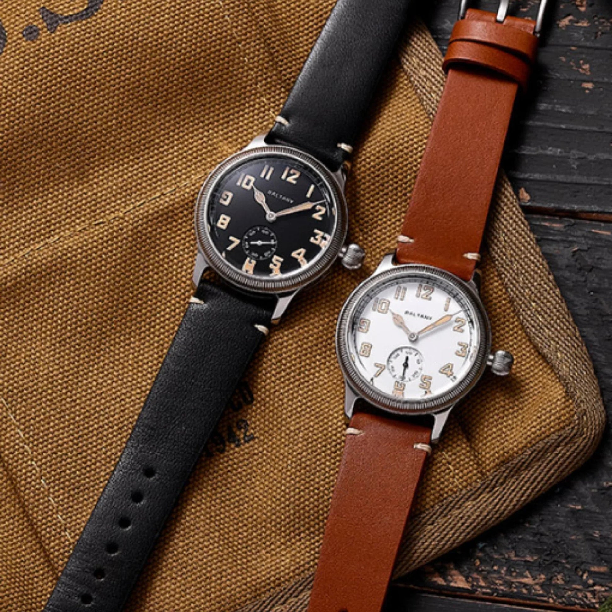 Baltany Retro Auto Military Style WW1 Trench Watch S2051 - White Dial - DREAM WATCHES