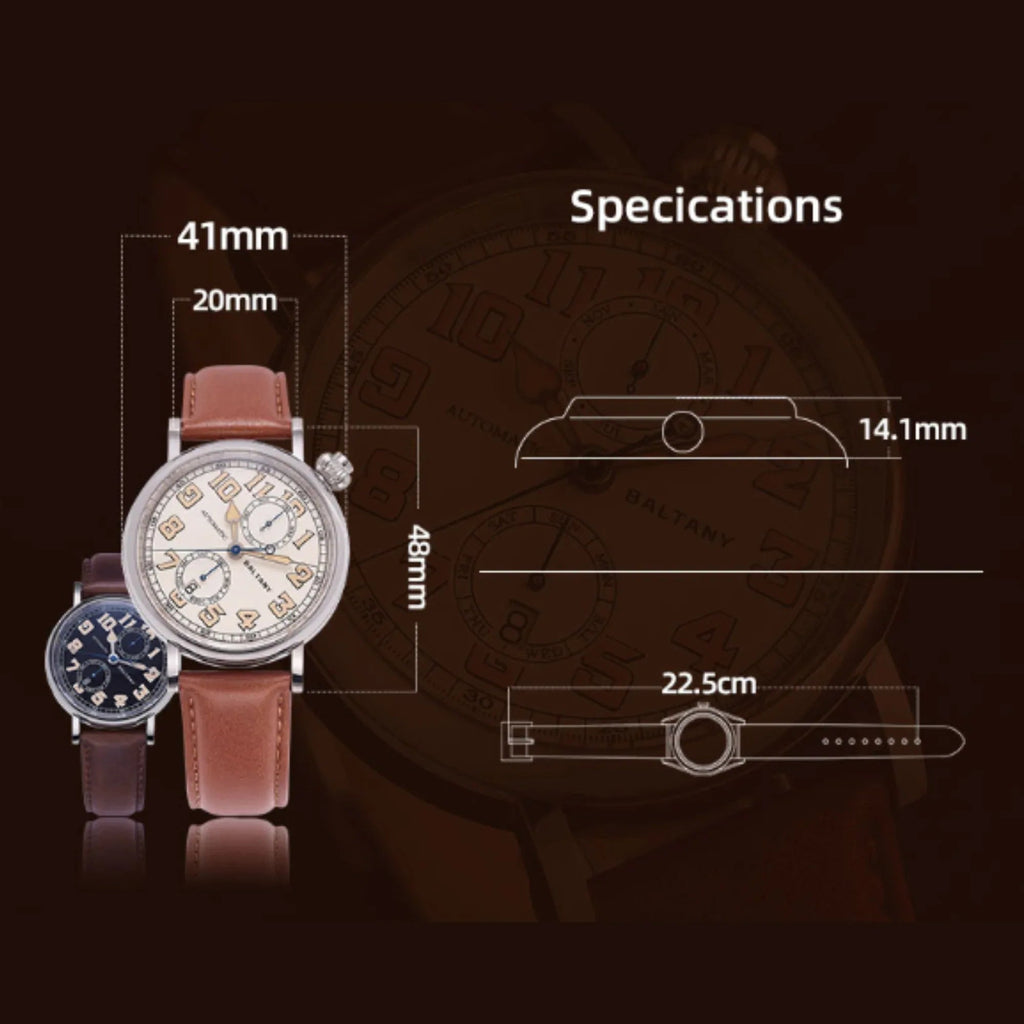 Baltany Type A7 1935 Avigating Homage Pilot Watch S6047 - DREAM WATCHES