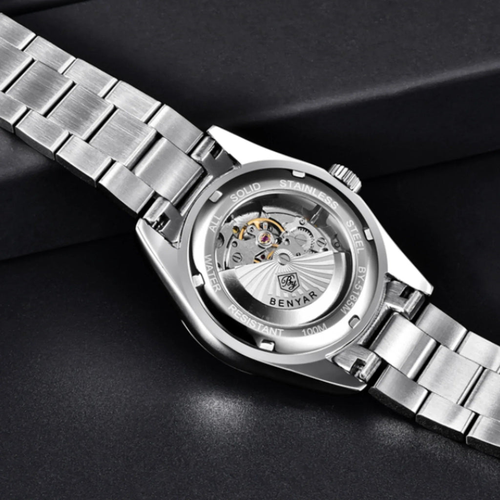 BENYAR Classic Men's Watch Stainless Steel Strap Waterproof Luminous Simple Business Sports Wristwatch - Black Dial - DREAM WATCHES