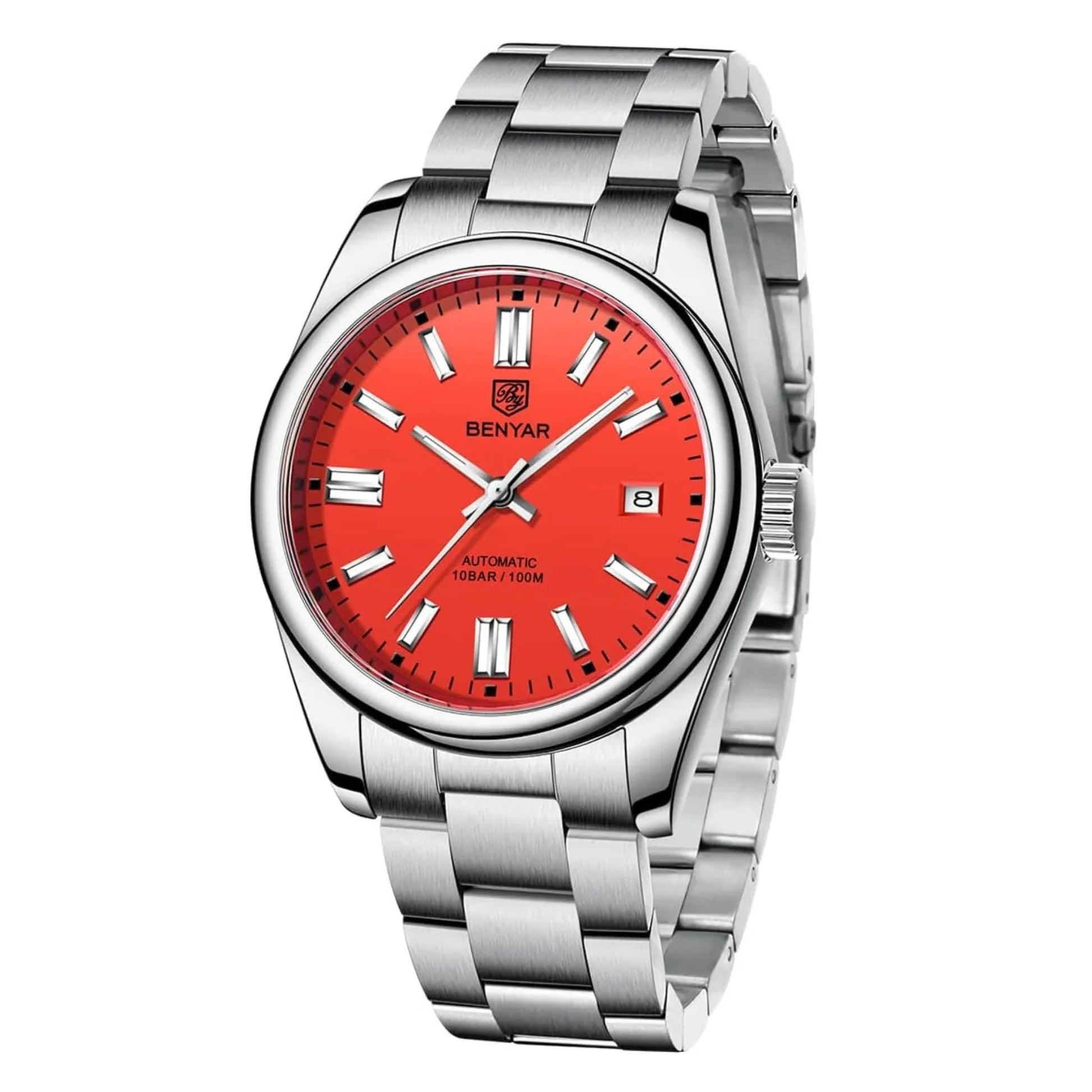 BENYAR Classic Men's Watch Stainless Steel Strap Waterproof Luminous Simple Business Sports Wristwatch - RED Dial - DREAM WATCHES