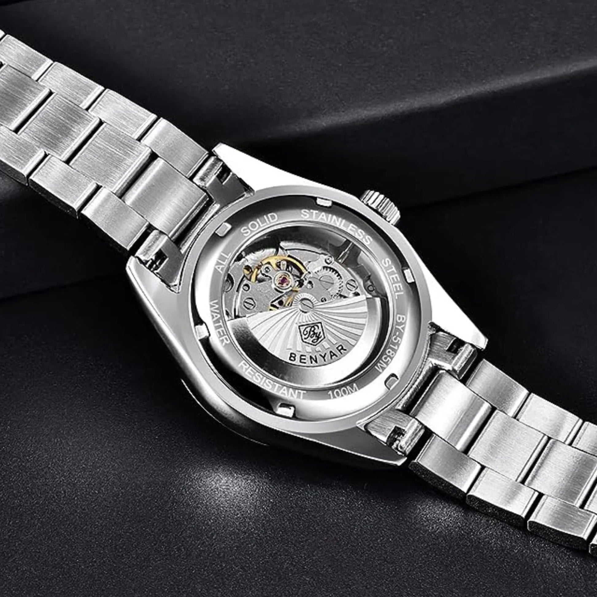 BENYAR Classic Men's Watch Stainless Steel Strap Waterproof Luminous Simple Business Sports Wristwatch - RED Dial - DREAM WATCHES