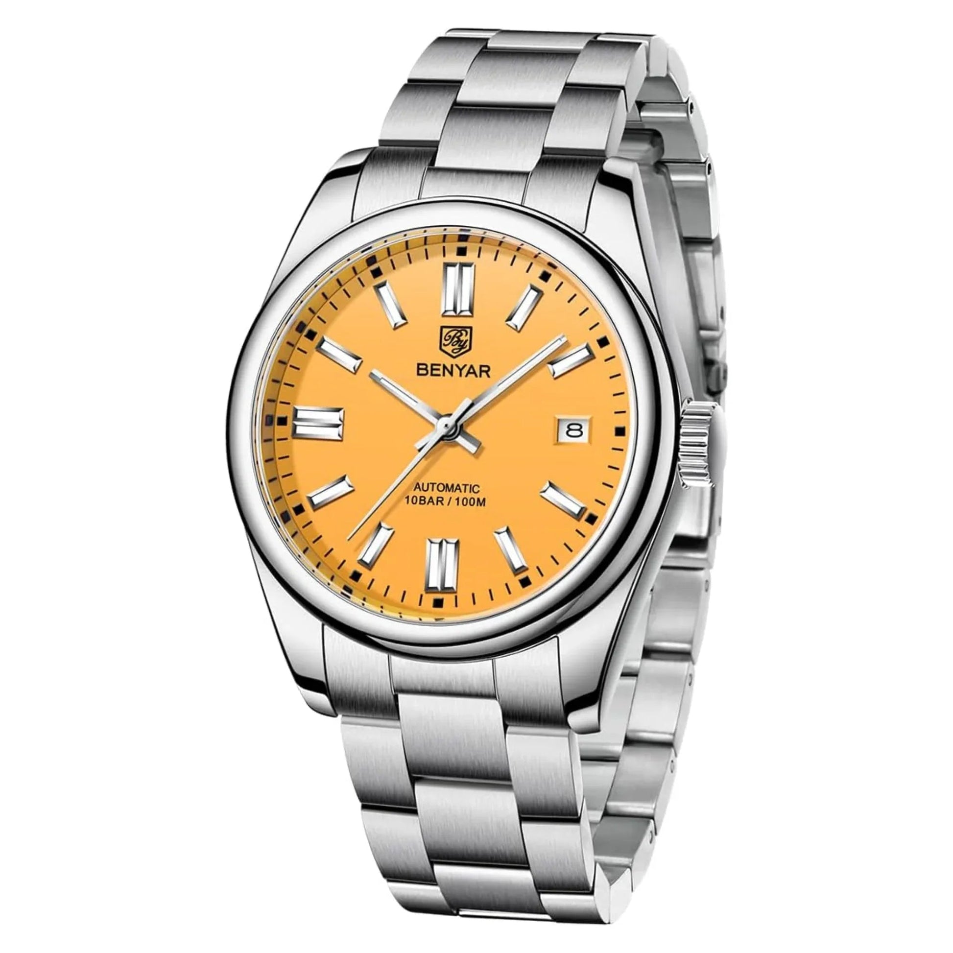 BENYAR Classic Men's Watch Stainless Steel Strap Waterproof Luminous Simple Business Sports Wristwatch - Yellow Dial - DREAM WATCHES