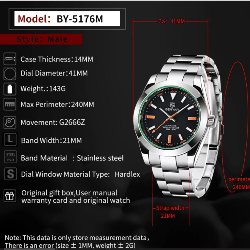 Benyar Latest BY-5176 Minimalistic Luxury Men Waterproof Fashion Watch - DREAM WATCHES