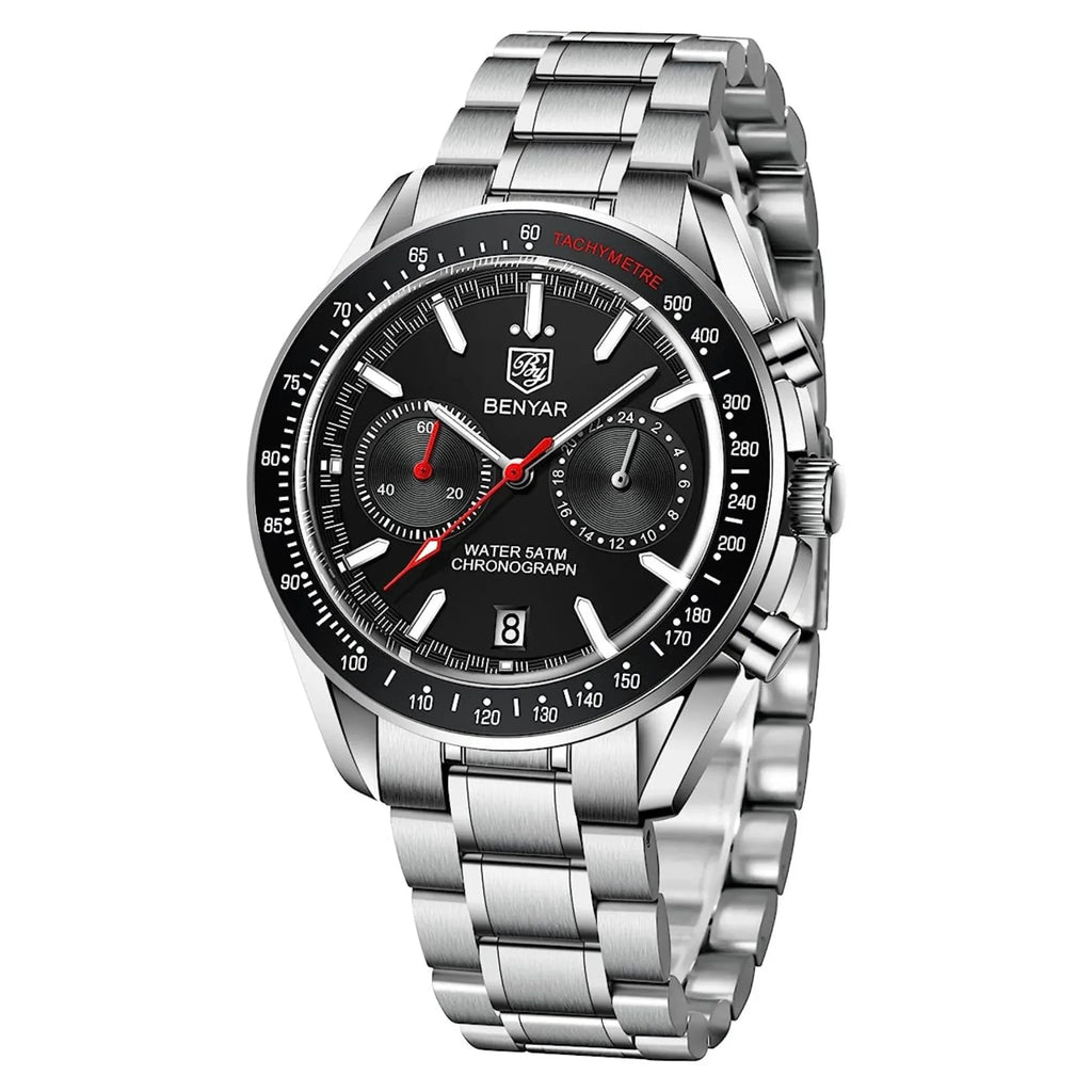 Benyar Latest BY-5194 Luxury Men Watches Waterproof Fashion Watch - Black - DREAM WATCHES