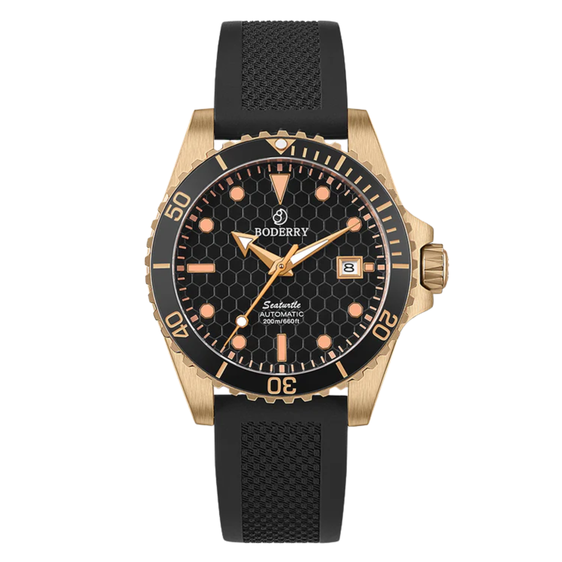 SEATURTLE OCEAN(BRONZE) - Automatic Bronze Diver Watch | Sea Black/FKM Rubber