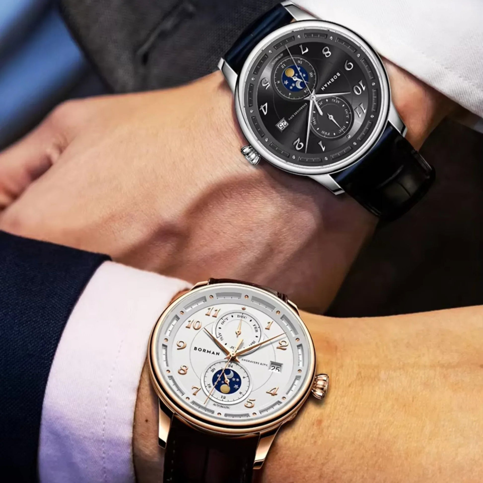 BORMAN Creative Design Double Dial Display Montre Hommes Mechanical Watches for Men - BM3869 - DREAM WATCHES