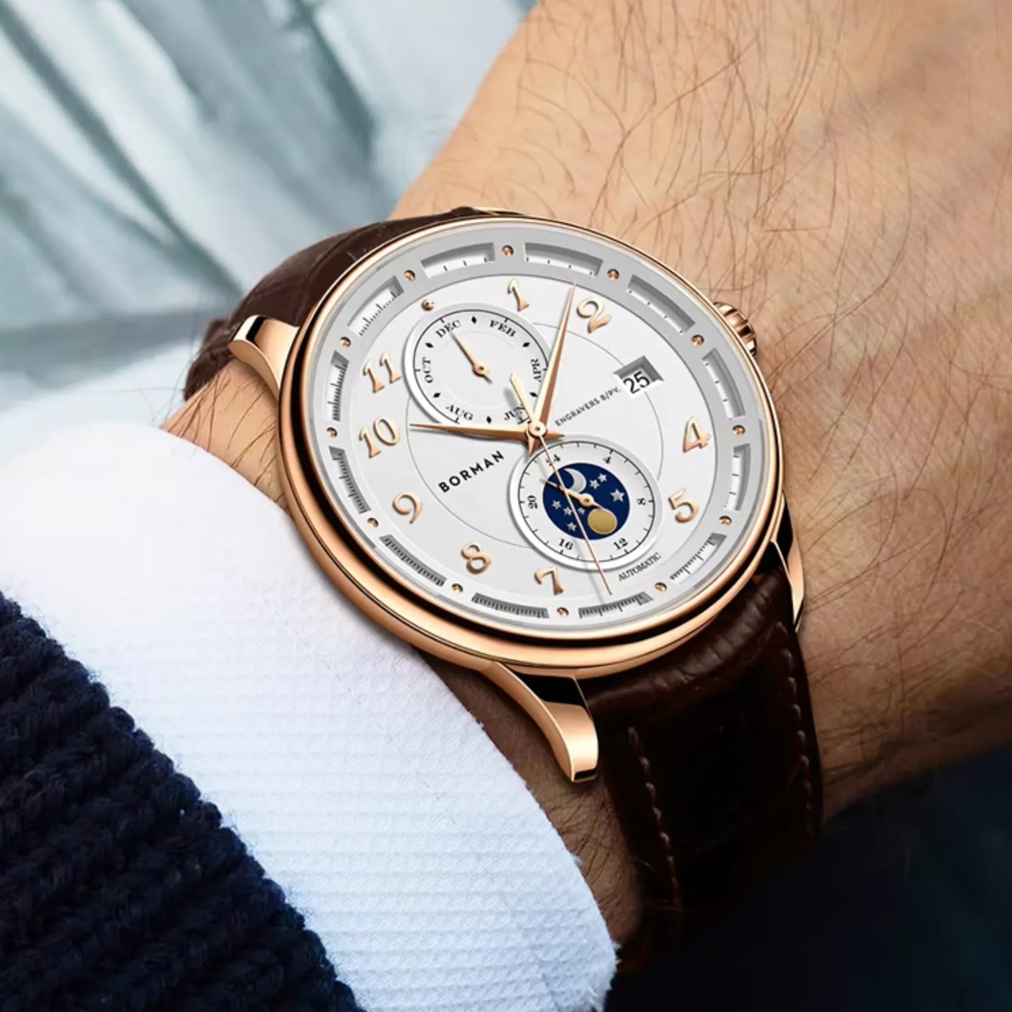 BORMAN Creative Design Double Dial Display Montre Hommes Mechanical Watches for Men - BM3869 - DREAM WATCHES