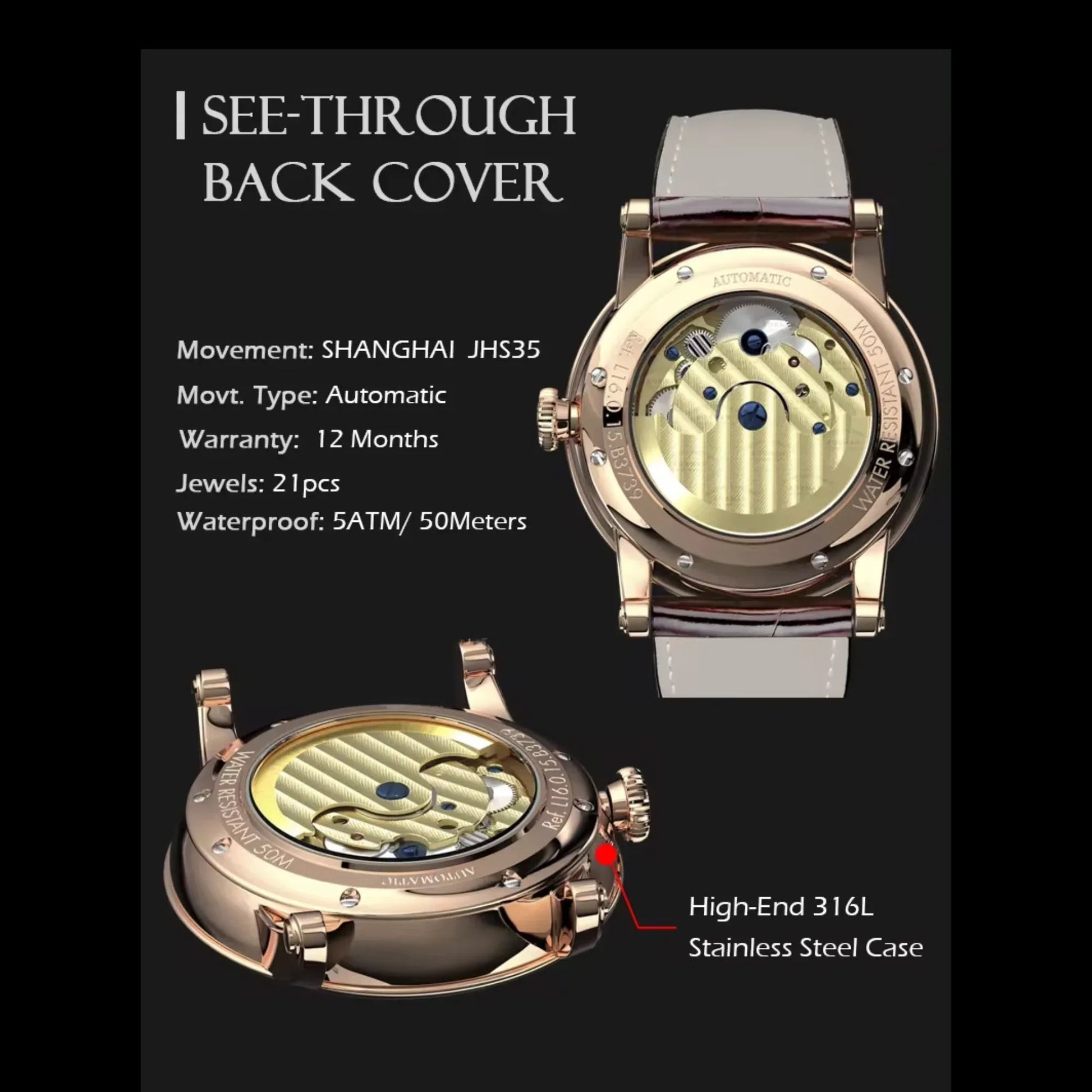 BORMAN Mechanical Watches Waterproof Wrist Watch Automatic For Men Stainless Steel - BM3739 - DREAM WATCHES