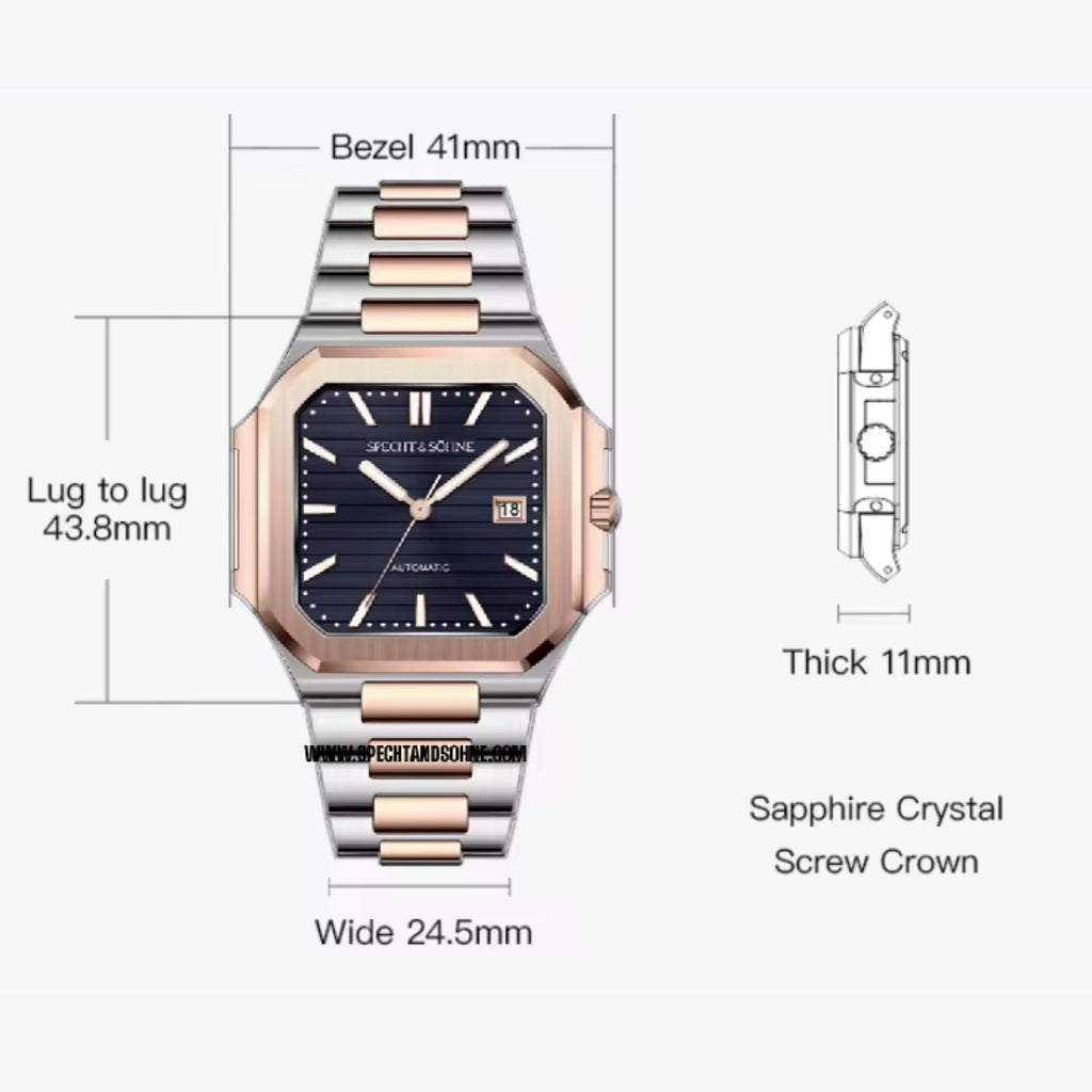 Cubic Automatic Rose Gold Dual tone Edition - Blue Dial - DREAM WATCHES