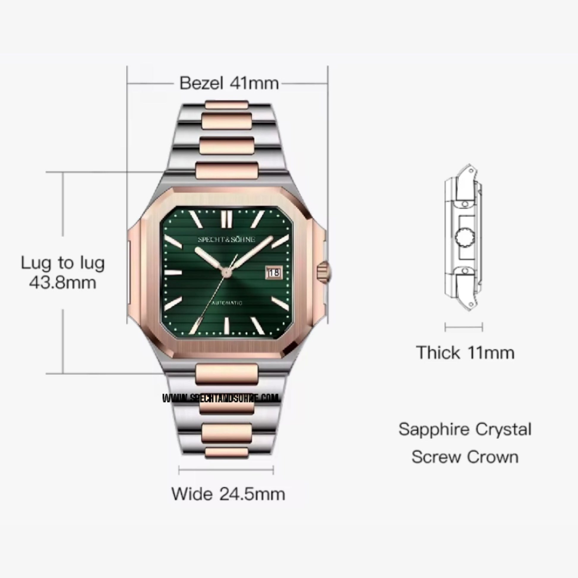 Cubic Automatic Rose Gold Dual Tone Edition - Green Dial - DREAM WATCHES