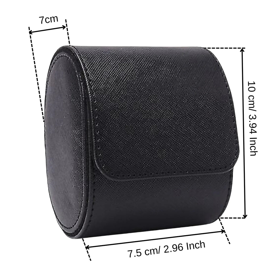 Dream Watches Minuscle Premium Watch Storage and Travel Case : Single Slot | Black Leather - DREAM WATCHES