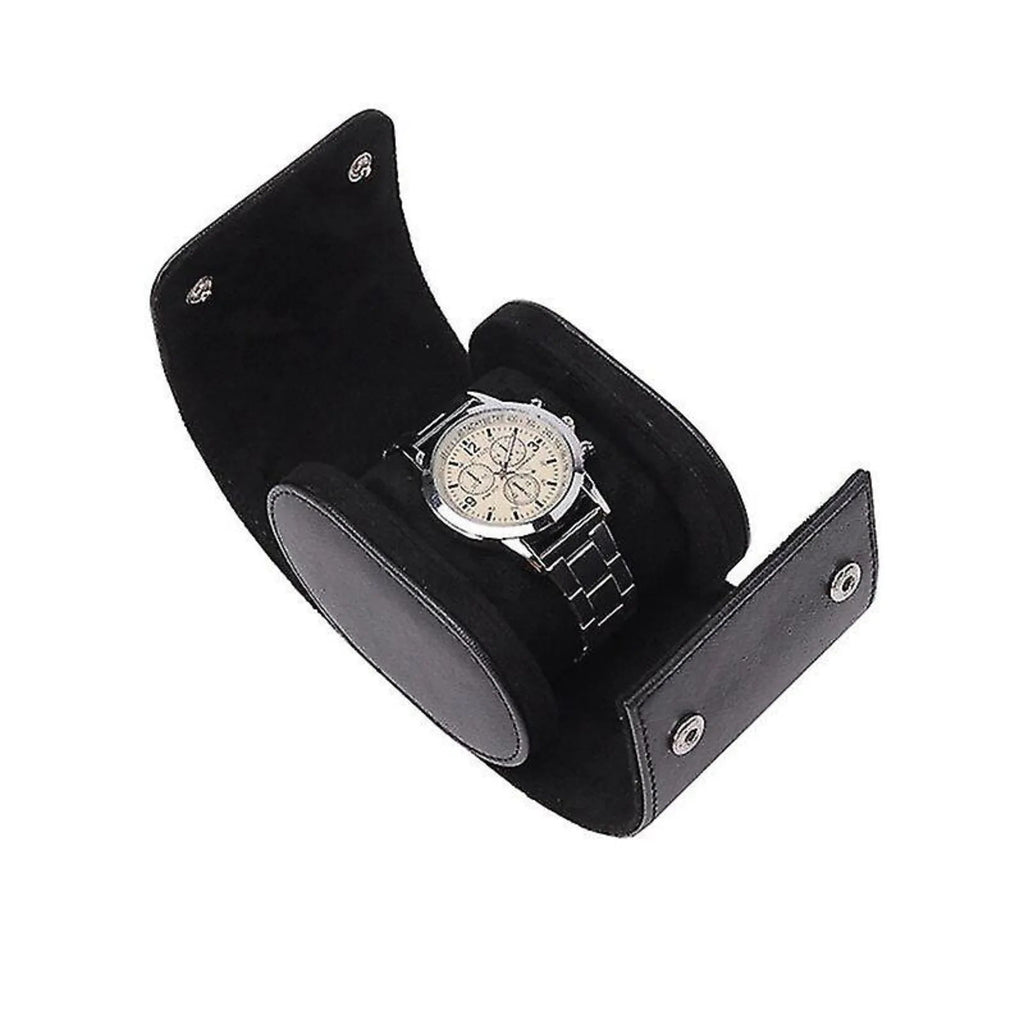 Dream Watches Minuscle Premium Watch Storage and Travel Case : Single Slot | Black Leather - DREAM WATCHES