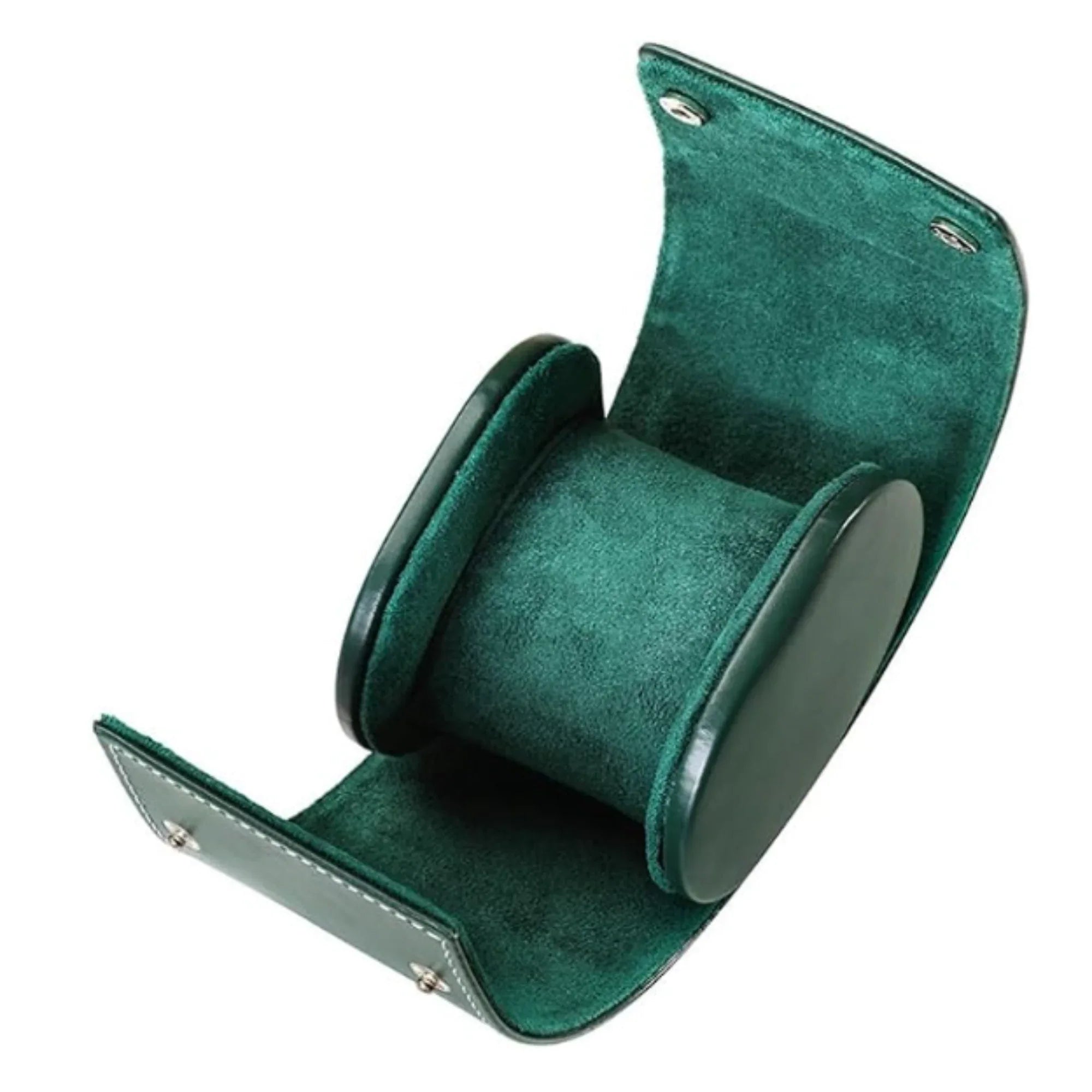 Dream Watches Minuscle Premium Watch Storage and Travel Case : Single Slot | Green Leather - DREAM WATCHES