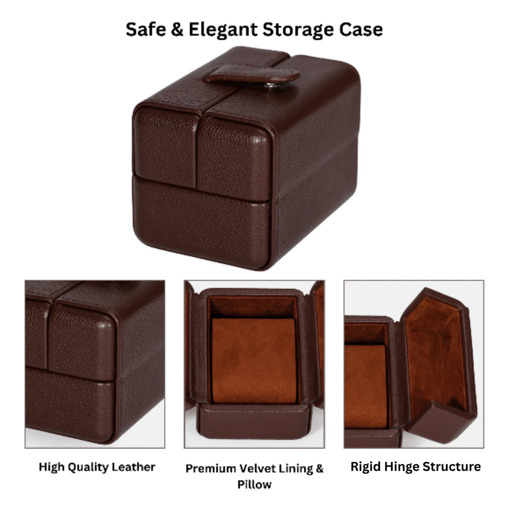 Dream Watches Premium Double Folding Leather Watch Case | Removable Cushion | Dual Shade | Suede Lined - DREAM WATCHES