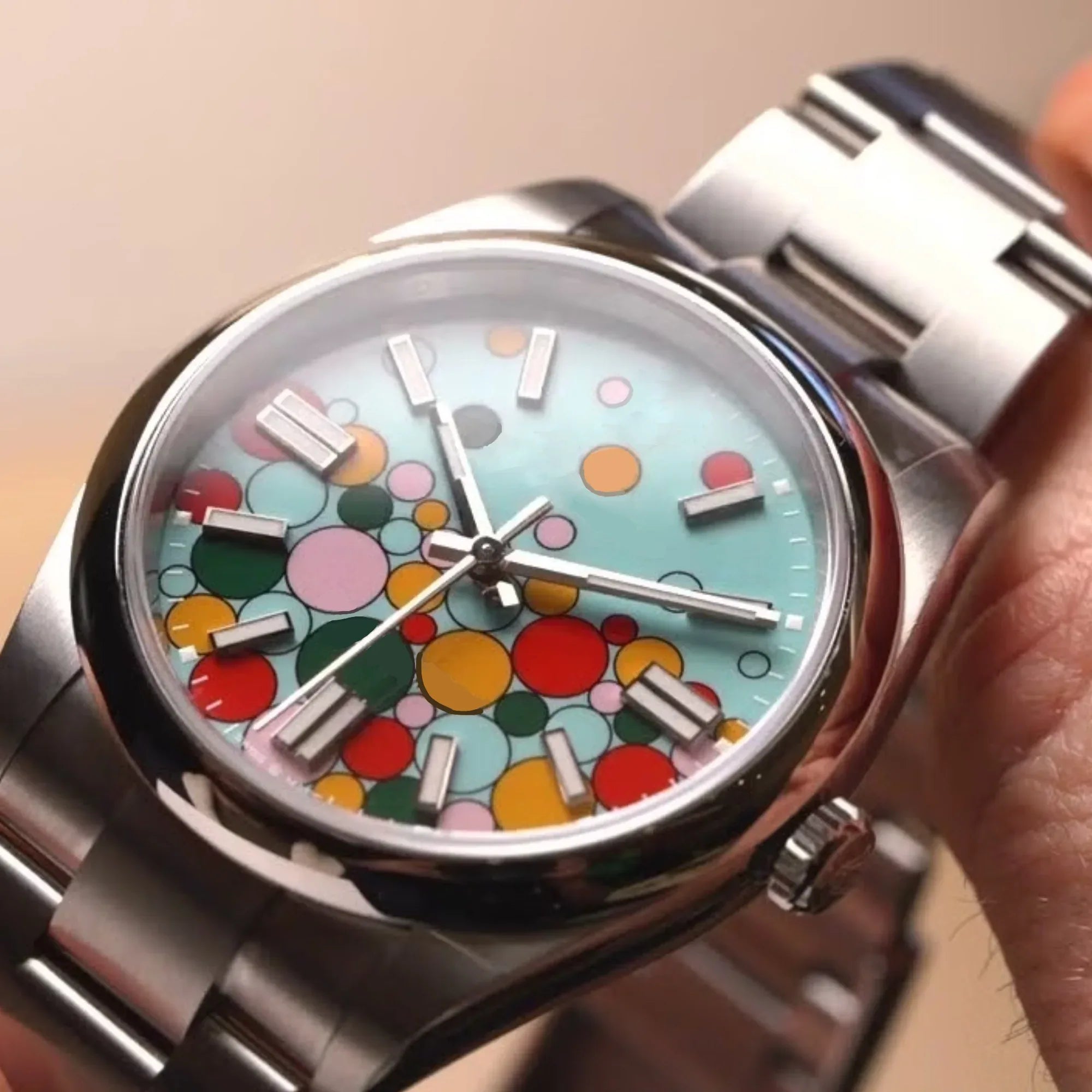 Dream Watches Special Edition 39 mm 'Celebration Dial' with Seiko NH35 Automatic Movement Sapphire Crystal Dress Watch - Blush Celebration Pink - DREAM WATCHES