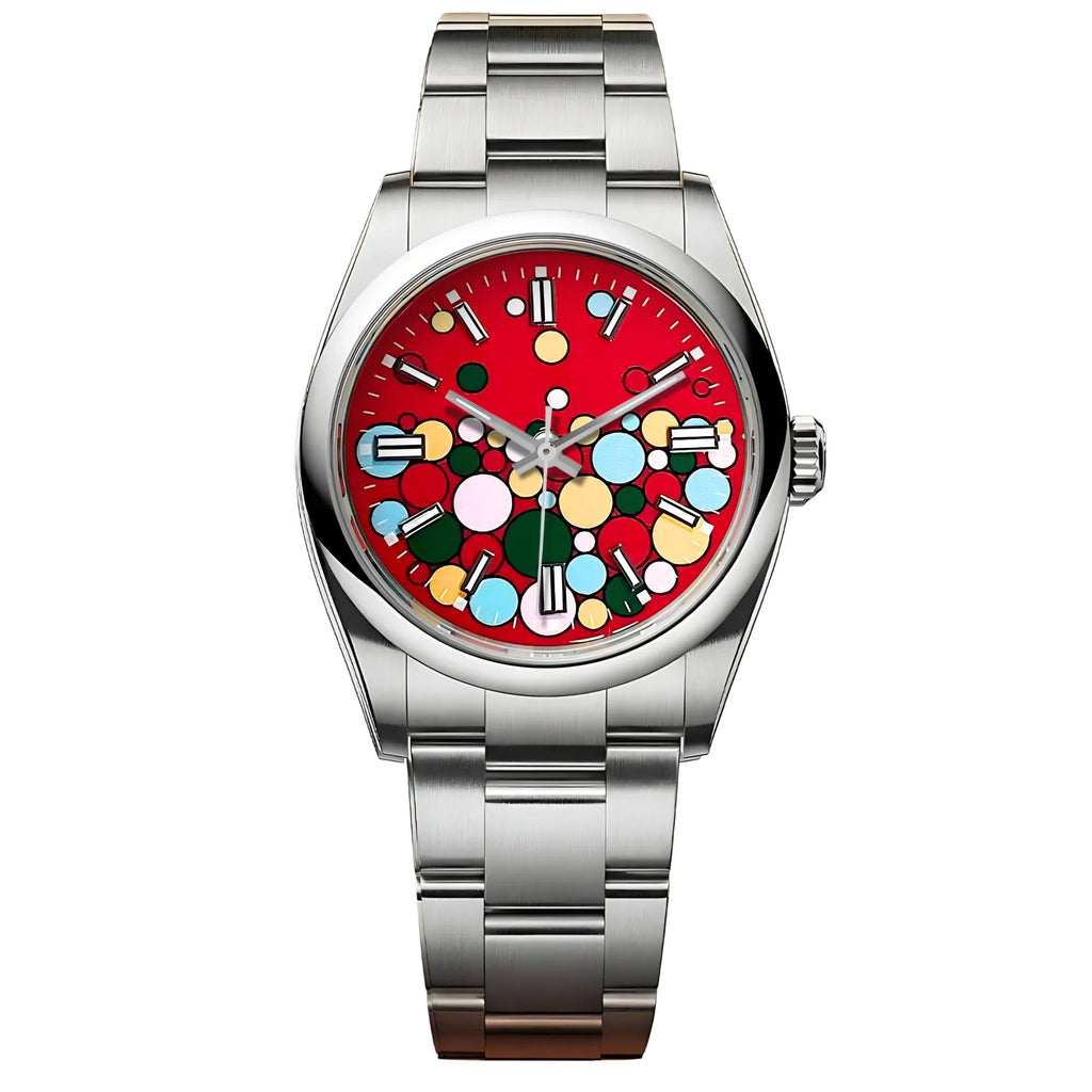 Dream Watches Special Edition 39 mm 'Celebration Dial' with Seiko NH35 Automatic Movement Sapphire Crystal Dress Watch - Crimson Celebration Red - DREAM WATCHES