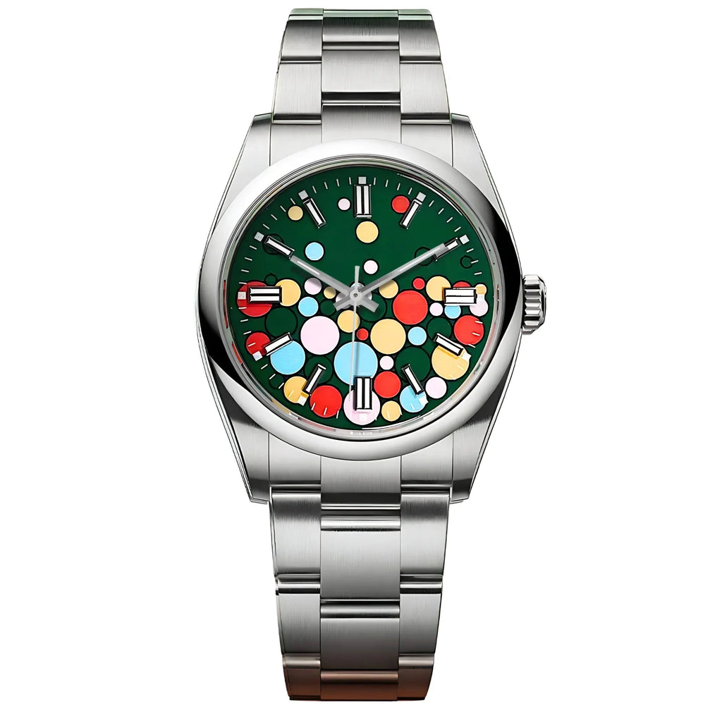 Dream Watches Special Edition 39 mm 'Celebration Dial' with Seiko NH35 Automatic Movement Sapphire Crystal Dress Watch - Emerald Celebration Green - DREAM WATCHES