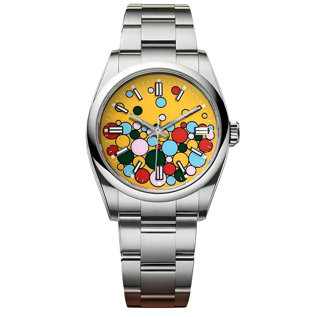 Dream Watches Special Edition 39 mm 'Celebration Dial' with Seiko NH35 Automatic Movement Sapphire Crystal Dress Watch - Sunshine Celebration Yellow - DREAM WATCHES