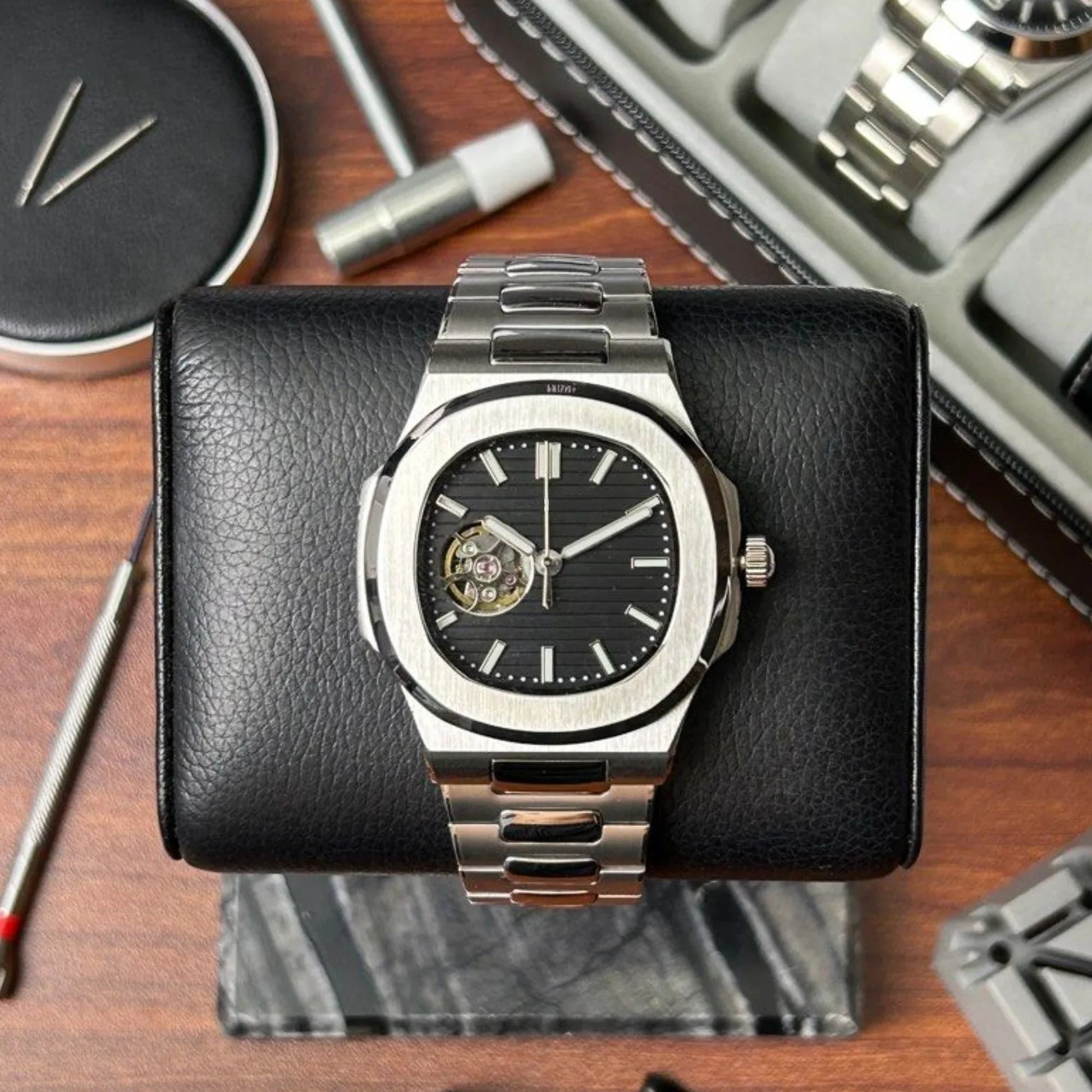 Dream Watches Special Edition 40 mm with Japanese NH-38 Automatic Movement Sapphire Crystal Open Heart Design - Black - DREAM WATCHES