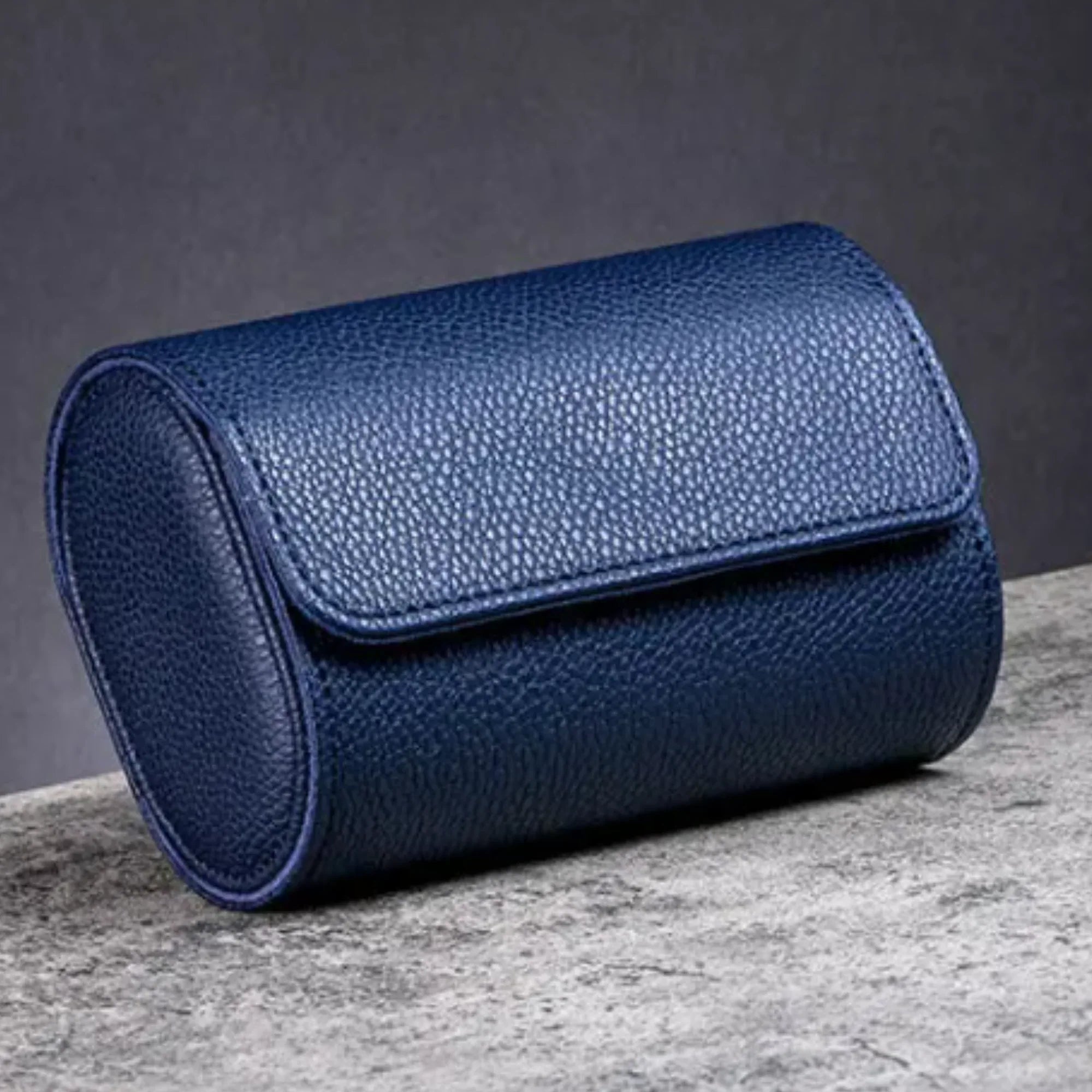 Dream Watches Trenta Premium Watch Storage and Travel Case : Triple Slot | Blue Leather - DREAM WATCHES