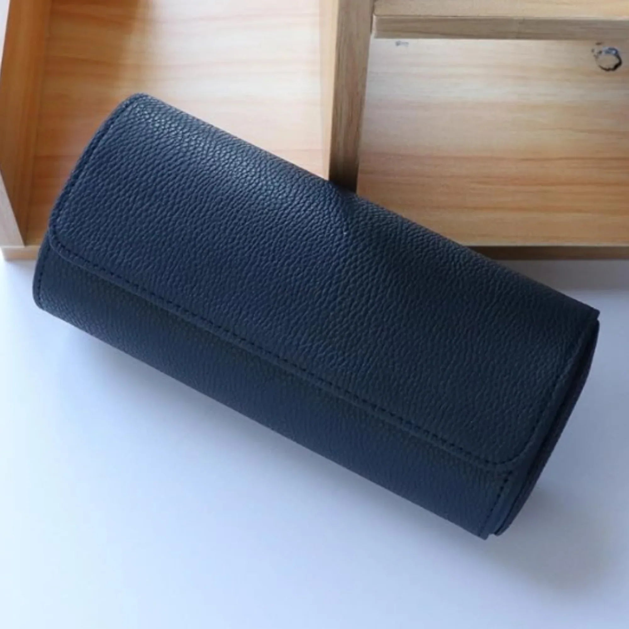 Dream Watches Trenta Premium Watch Storage and Travel Case : Triple Slot | Blue Leather - DREAM WATCHES