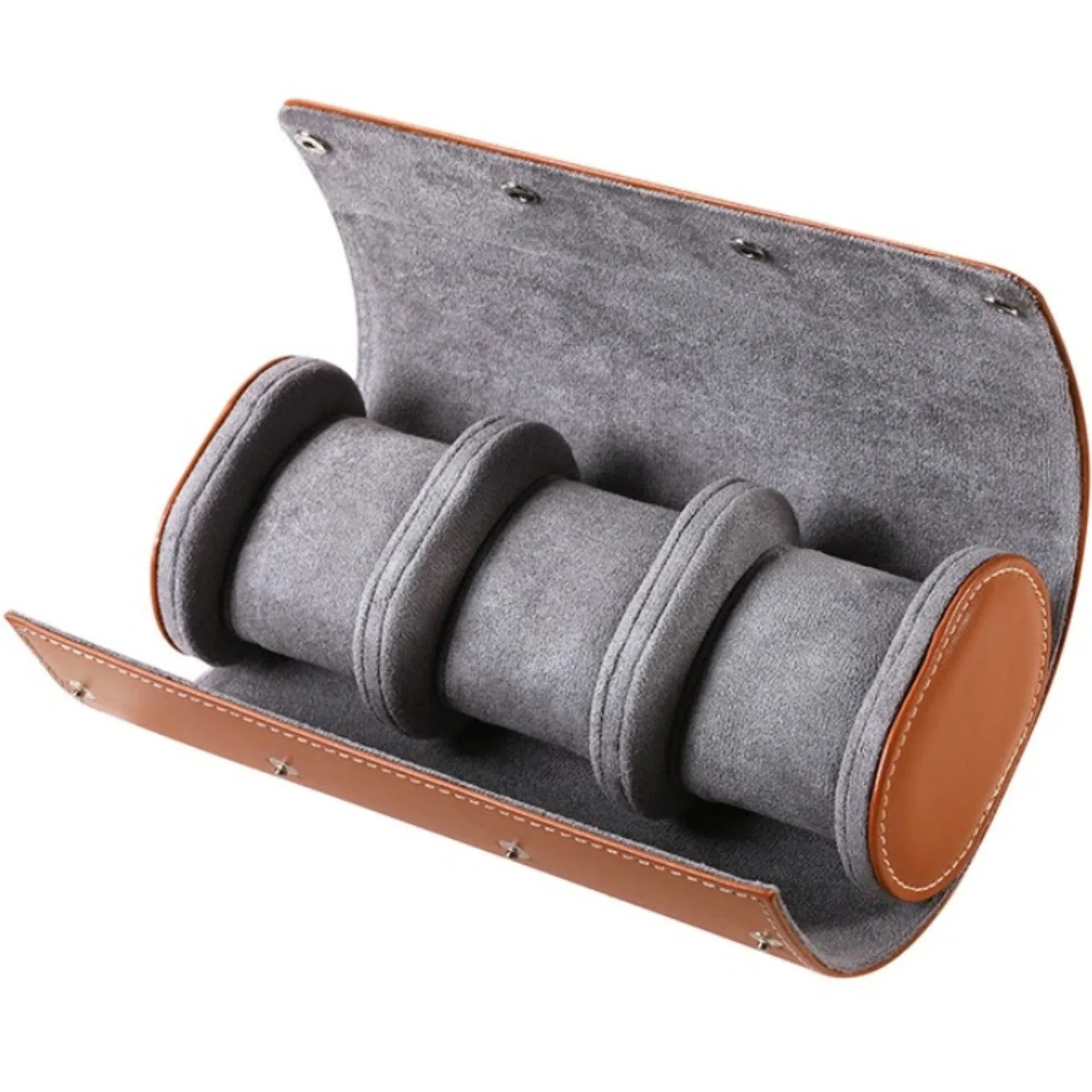 Dream Watches Trenta Premium Watch Storage and Travel Case : Triple Slot | Brown Leather - DREAM WATCHES