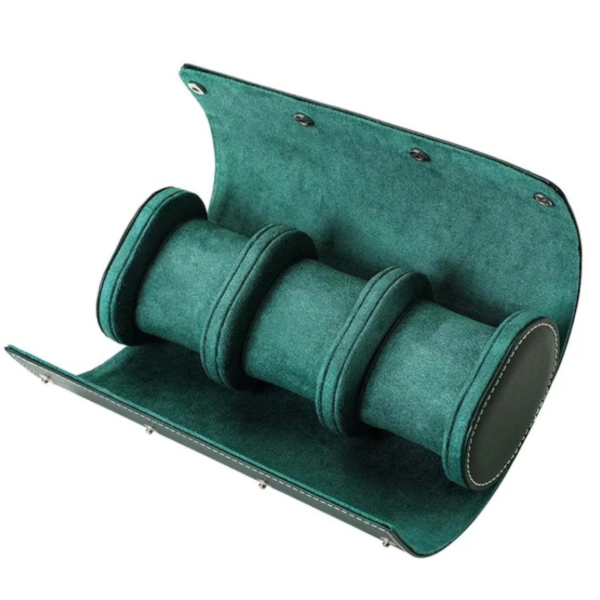 Dream Watches Trenta Premium Watch Storage and Travel Case : Triple Slot | Green Leather - DREAM WATCHES