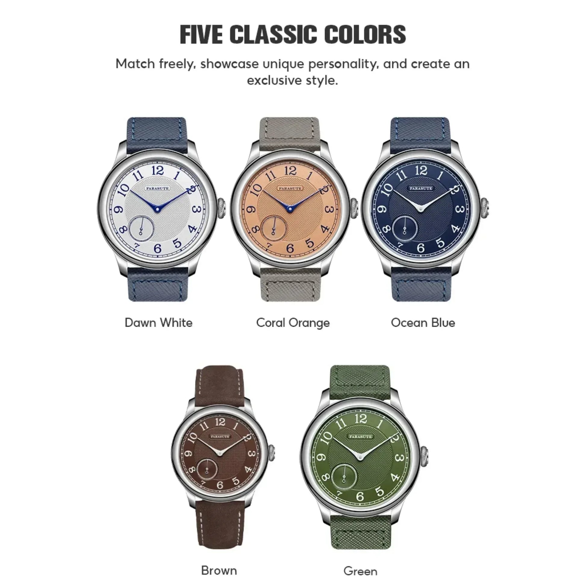 FARASUTE Mechanical Watch Small Second Vintage Bonklip Bracelet - DREAM WATCHES