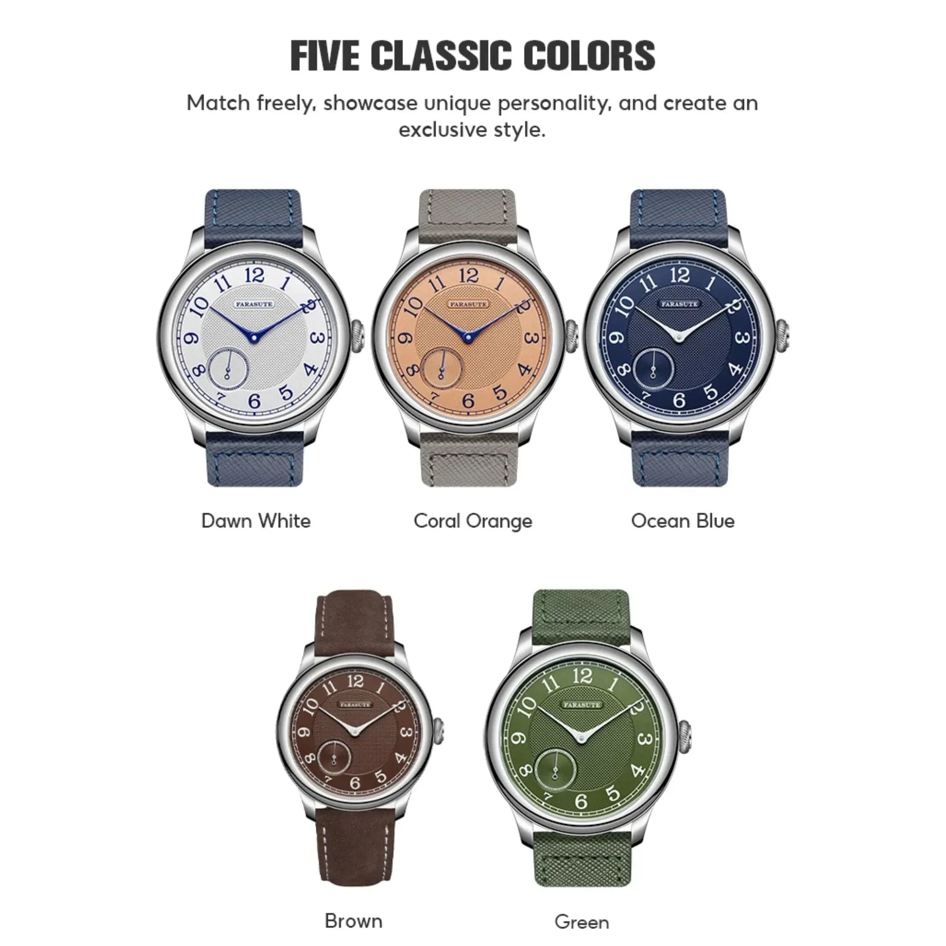 FARASUTE Mechanical Watch Small Second Vintage Bonklip Bracelet - DREAM WATCHES