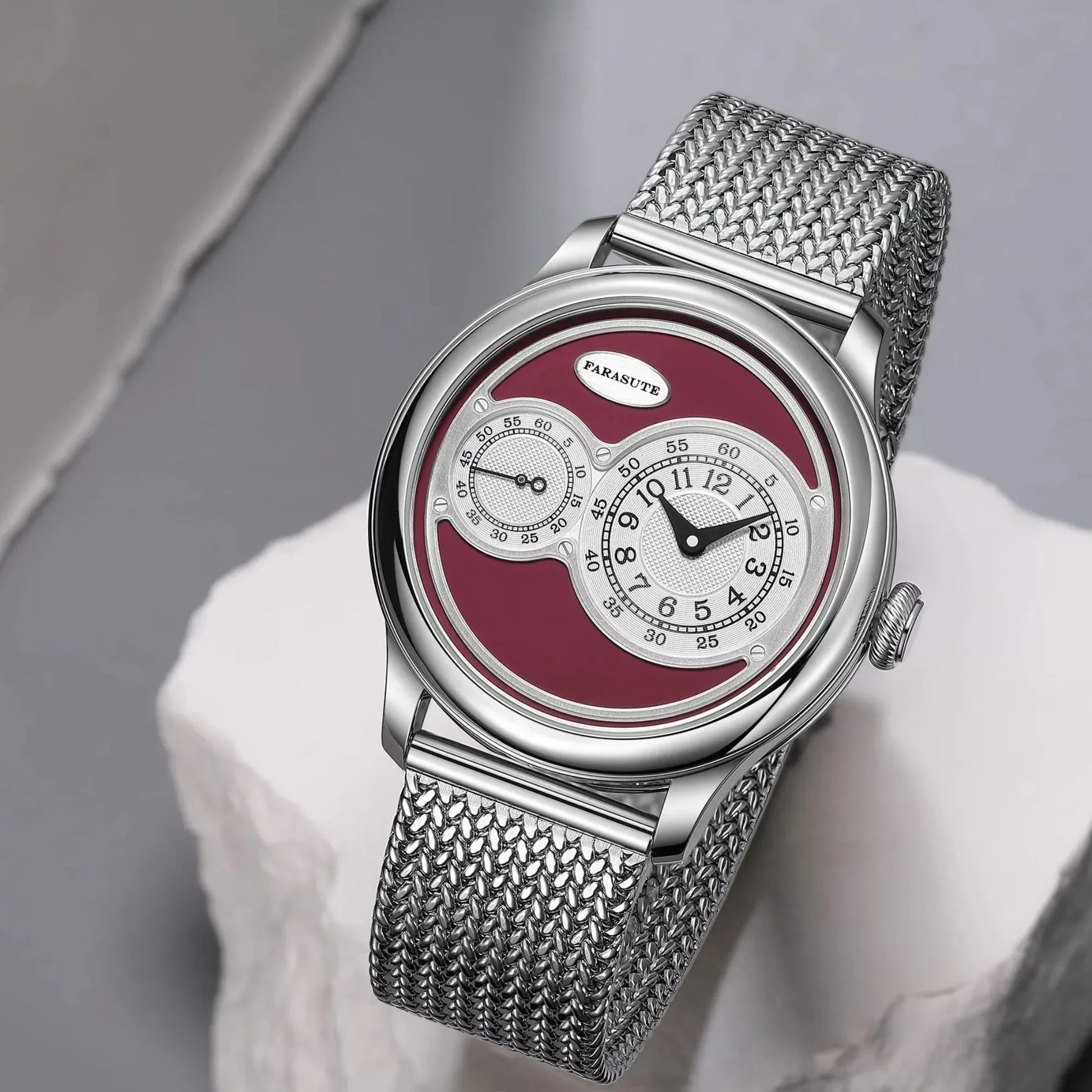 FARASUTE Mechanical wristwatch with custom movement - Maroon - DREAM WATCHES