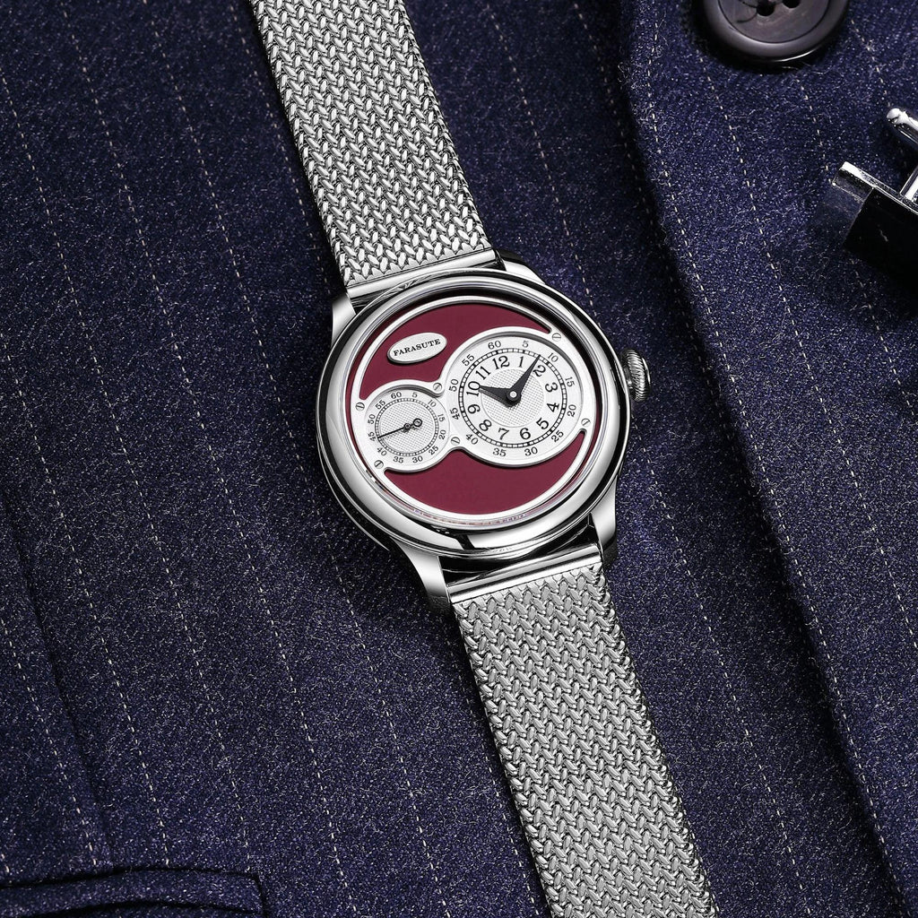 FARASUTE Mechanical wristwatch with custom movement - Maroon - DREAM WATCHES