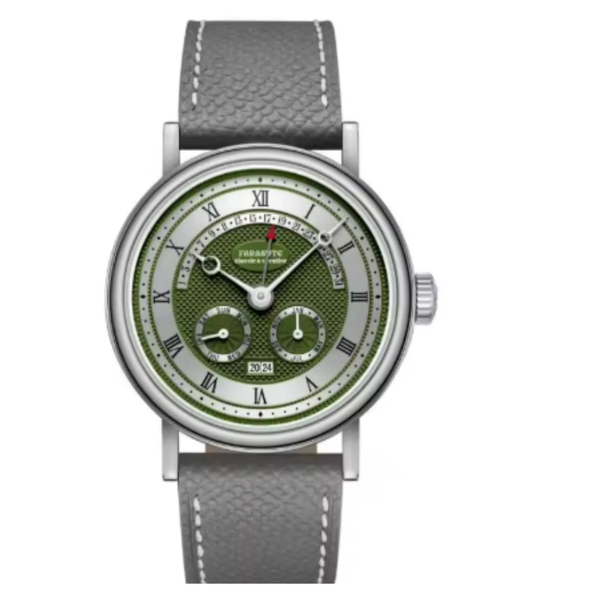FARASUTE Mens Automatic 38mm Vintage Mechanical Wristwatch Sapphire crystal Multifunction Flyback Function Year Month Week - DREAM WATCHES