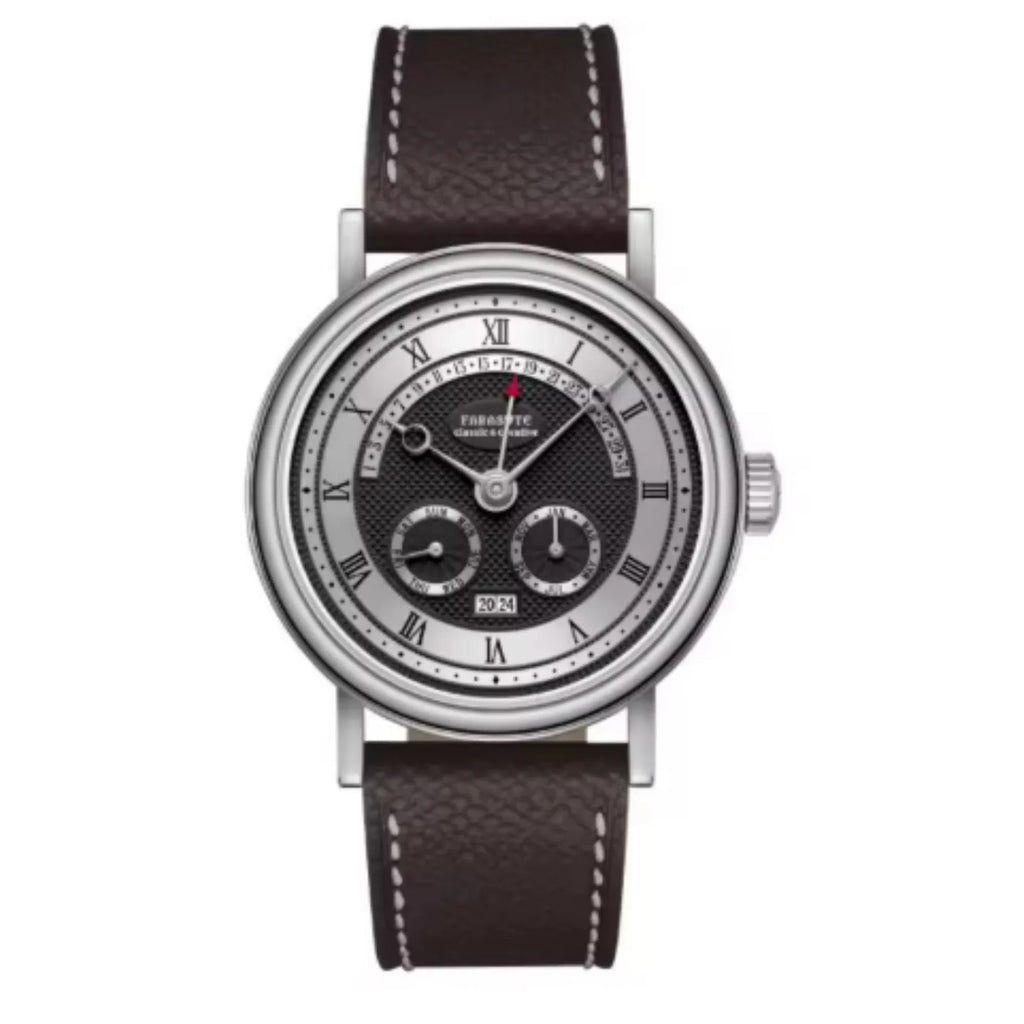 FARASUTE Mens Automatic 38mm Vintage Mechanical Wristwatch Sapphire crystal Multifunction Flyback Function Year Month Week - DREAM WATCHES