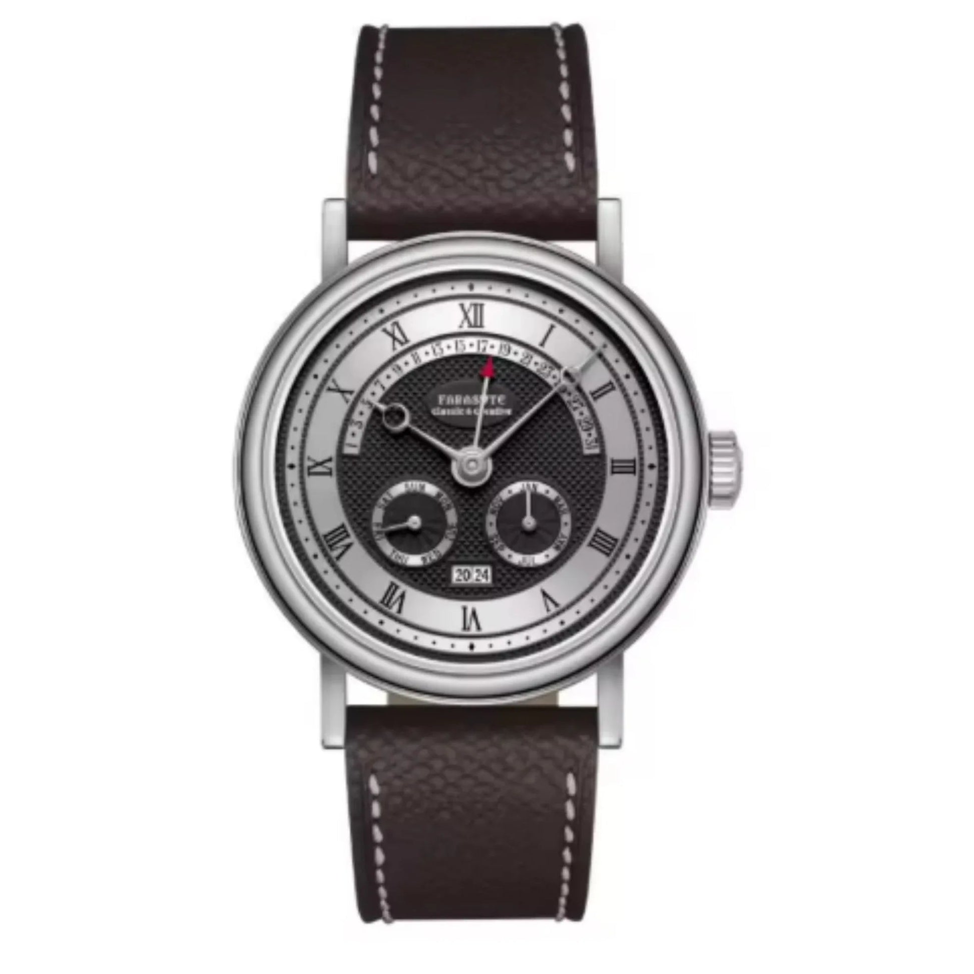 FARASUTE Mens Automatic 38mm Vintage Mechanical Wristwatch Sapphire crystal Multifunction Flyback Function Year Month Week - DREAM WATCHES