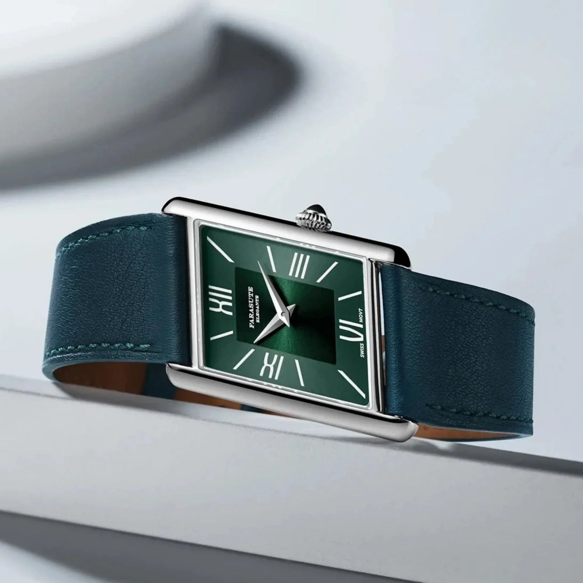 FARASUTE Men's Luxury Wristwatch with Sapphire Parallel Case - Aqua Green - DREAM WATCHES