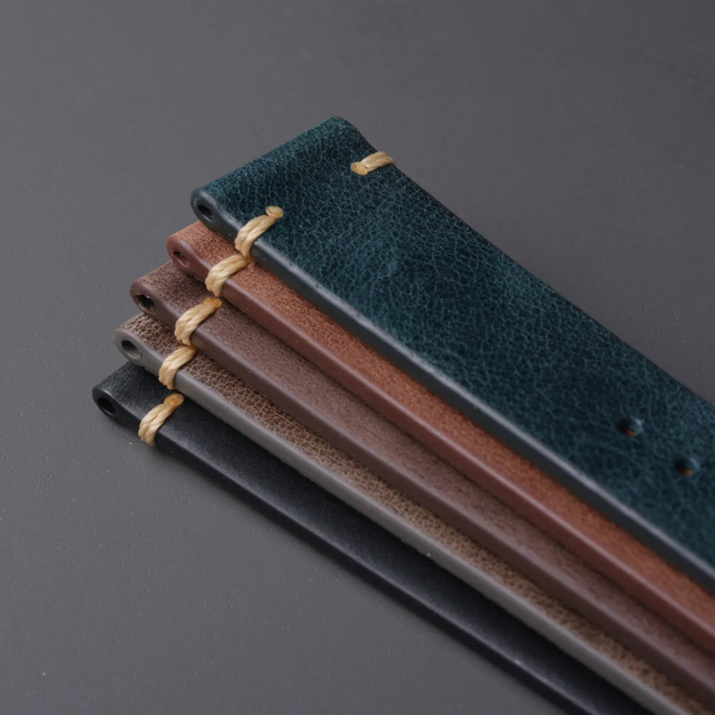 Genuine Leather Watch Strap Watchband 20mm with Steel Pin buckle - Coffee - DREAM WATCHES